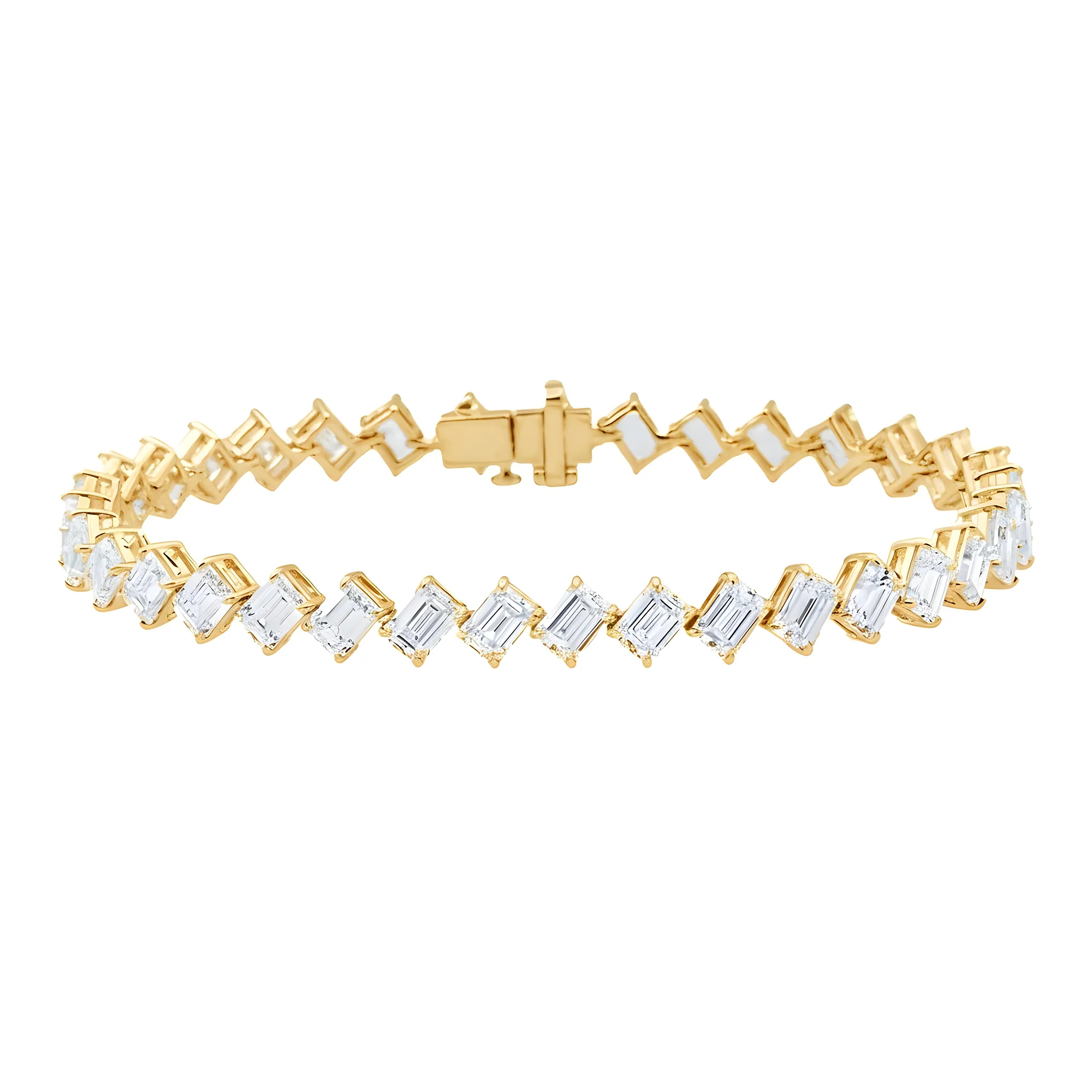 14K White Gold Emerald Cut Diamond Tennis Bracelet 14.39ct - Image 5