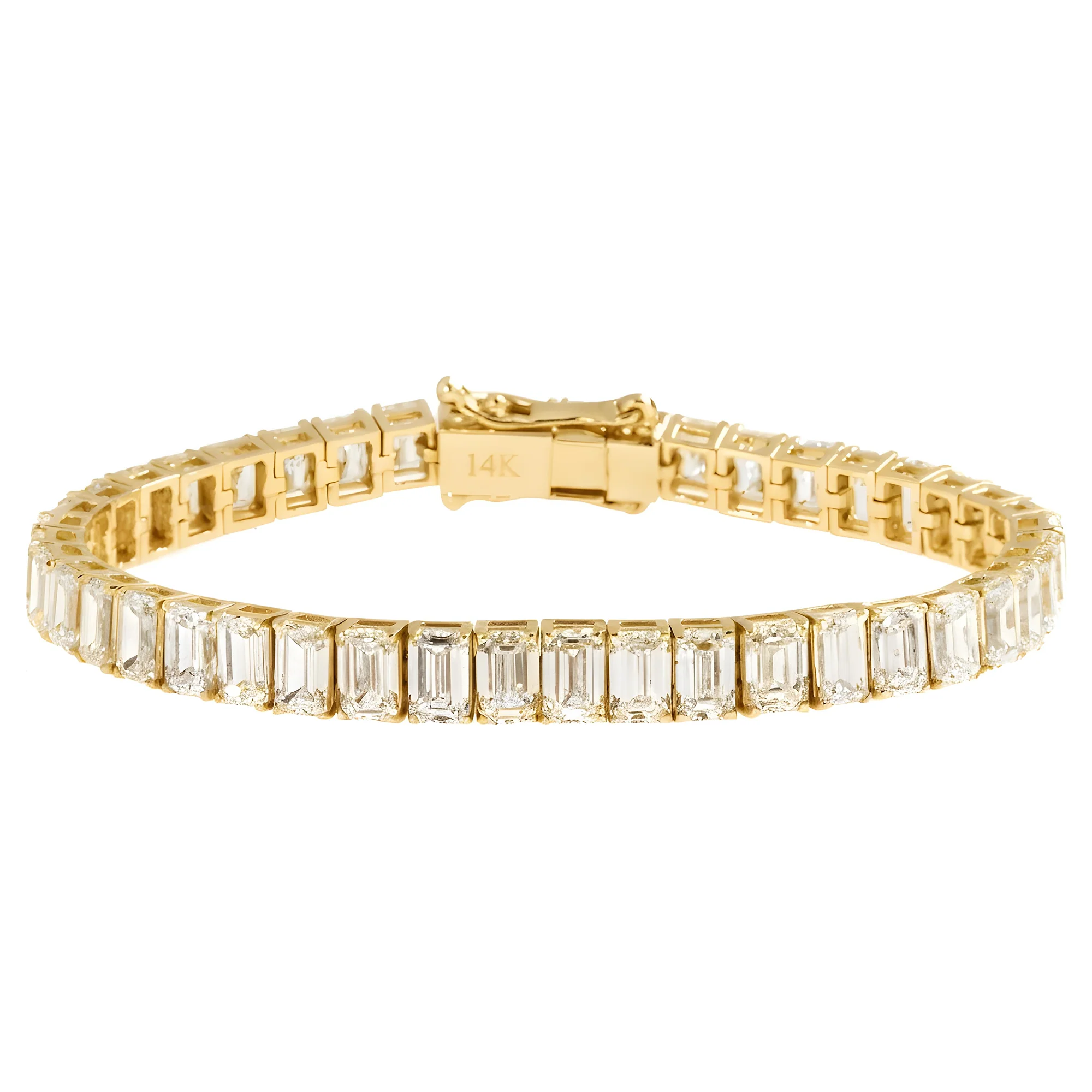 14K White Gold Emerald Cut Diamond Tennis Bracelet 23.54ct - Image 5