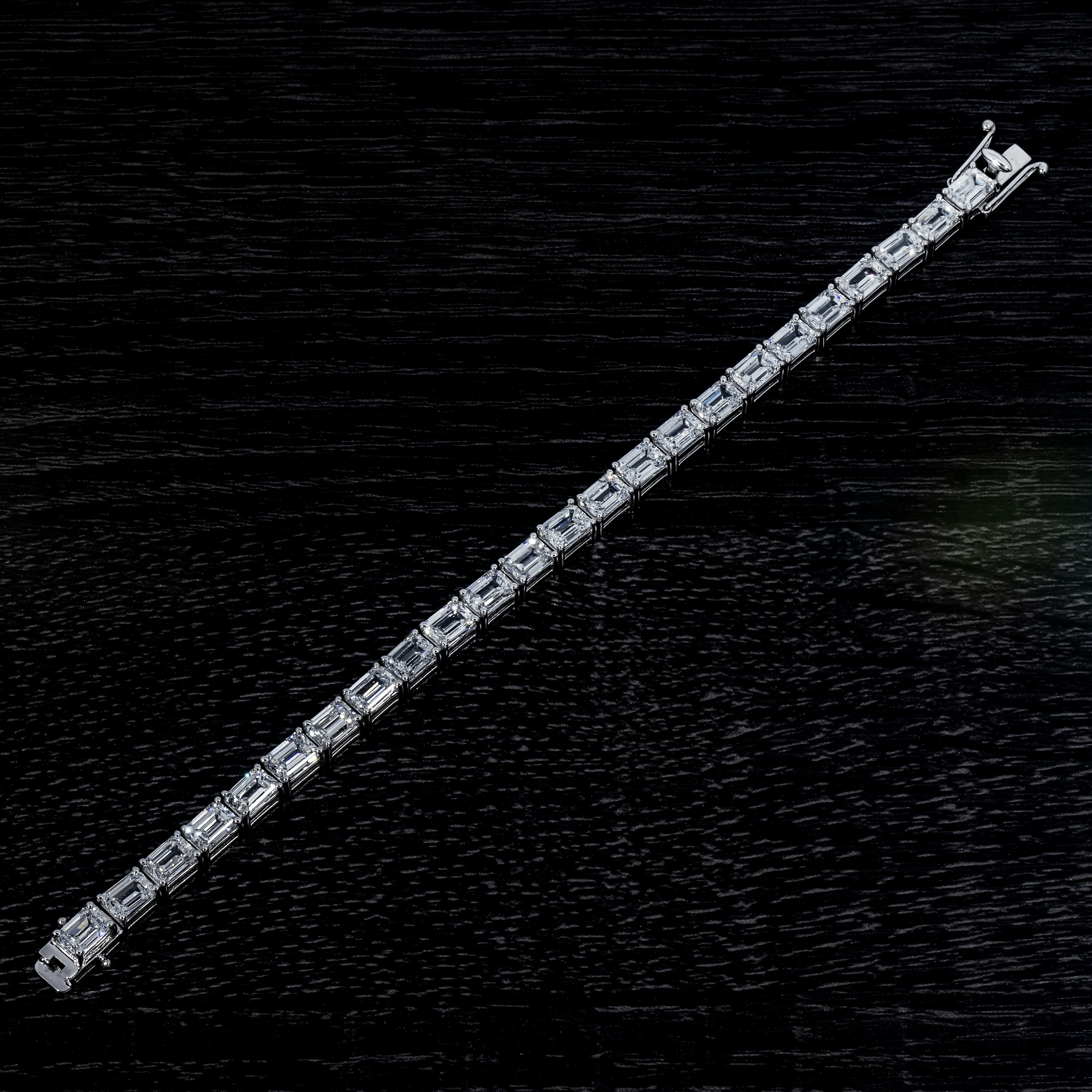 14K White Gold Emerald Cut Diamond Tennis Bracelet 24.21ct - Image 4
