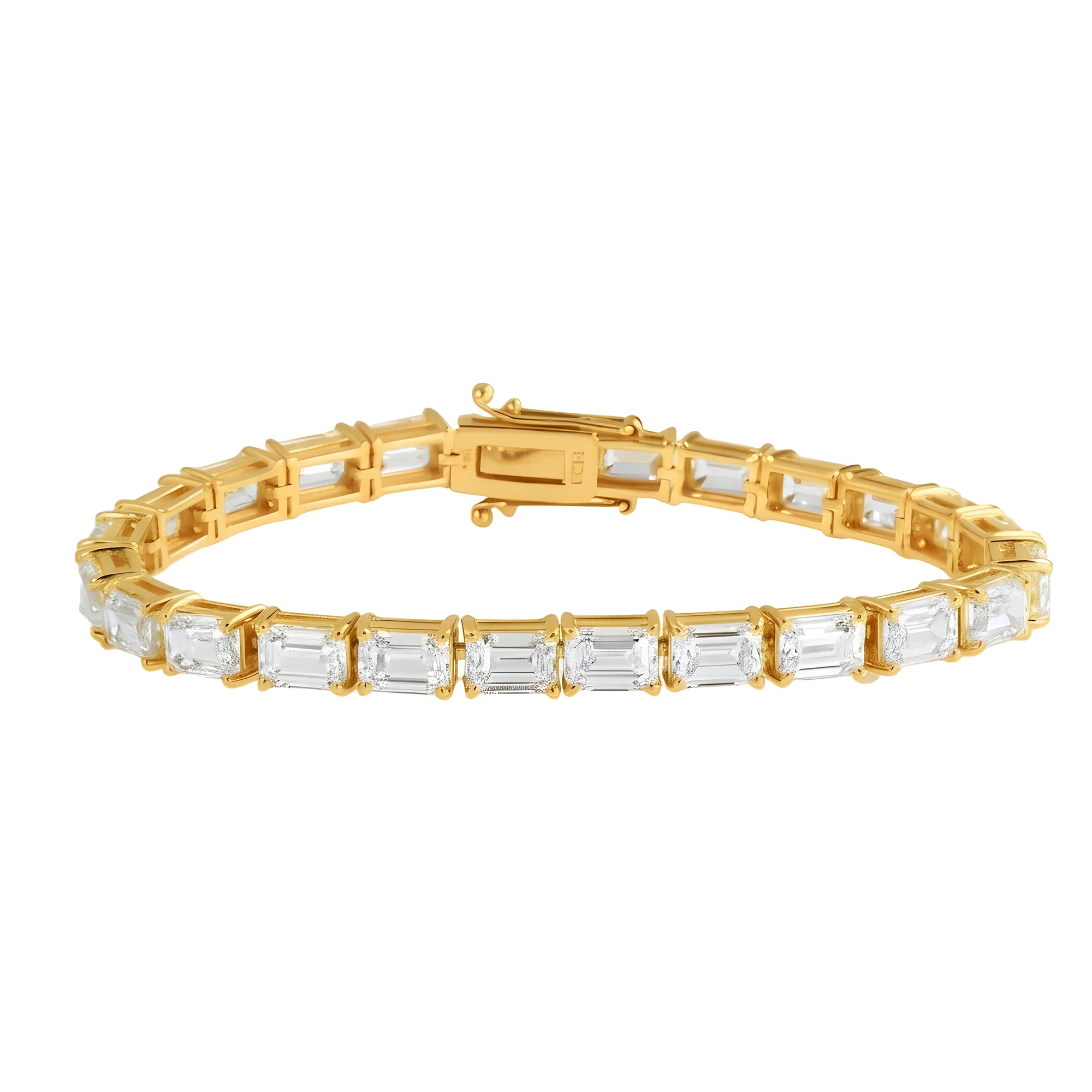 14K White Gold Emerald Cut Diamond Tennis Bracelet 24.21ct - Image 5