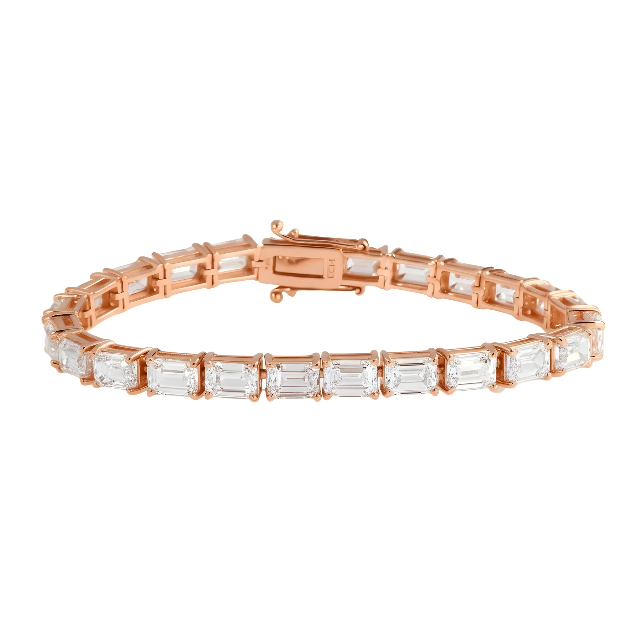 14K White Gold Emerald Cut Diamond Tennis Bracelet 24.21ct - Image 7