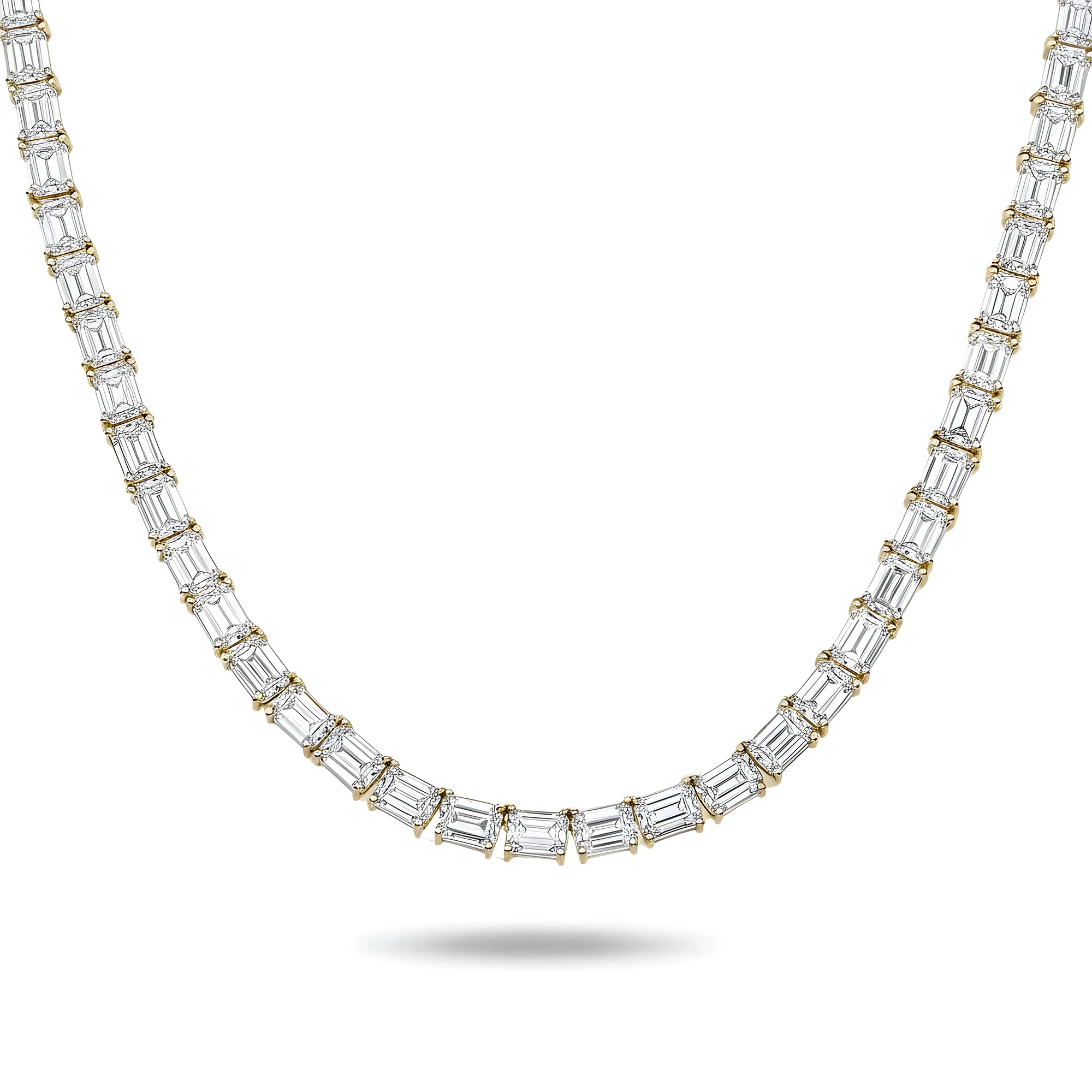 14K White Gold Emerald Cut Diamond Tennis Chain 106.80ct - Image 4