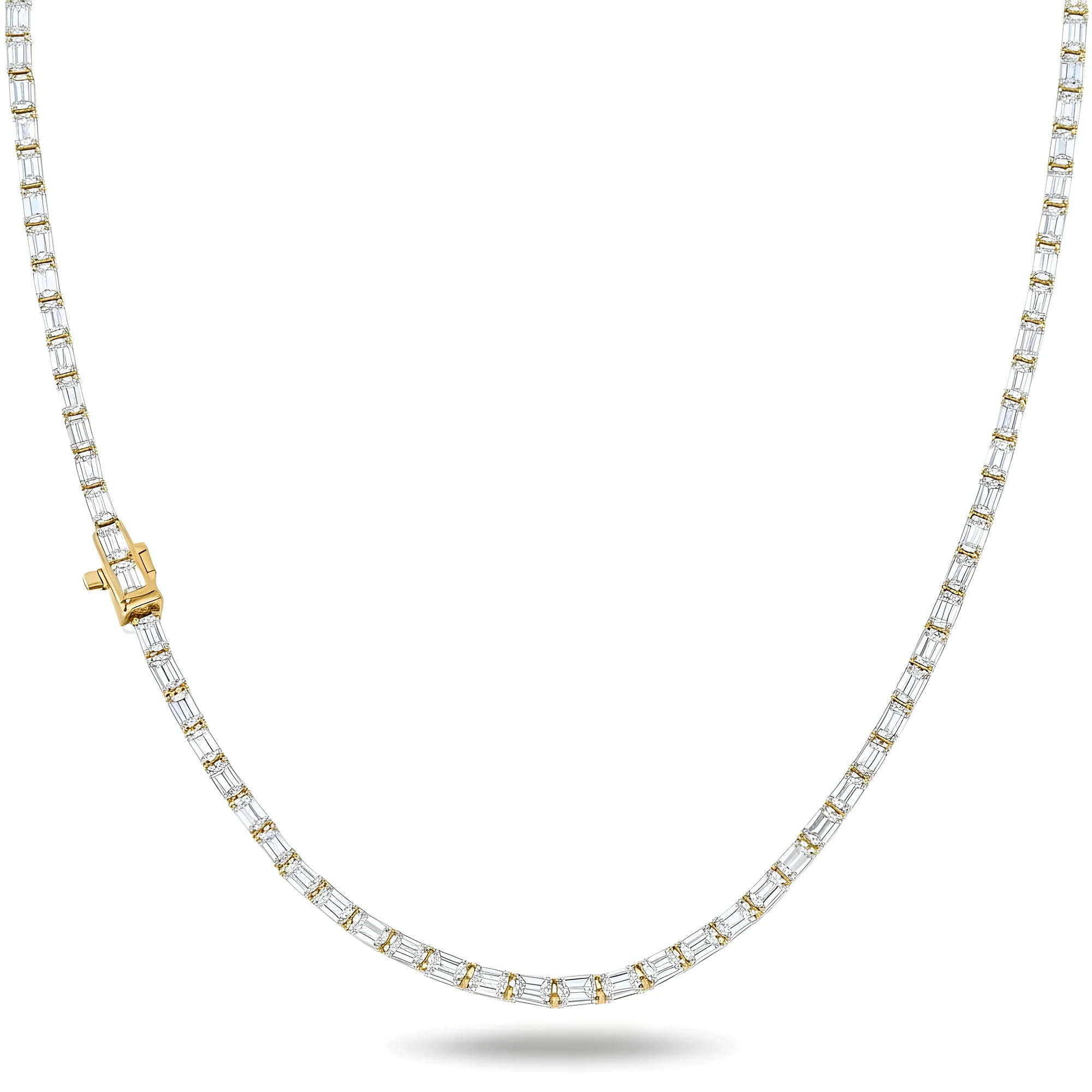 14K White Gold Emerald Cut Diamond Tennis Chain 16.19ct - Image 4