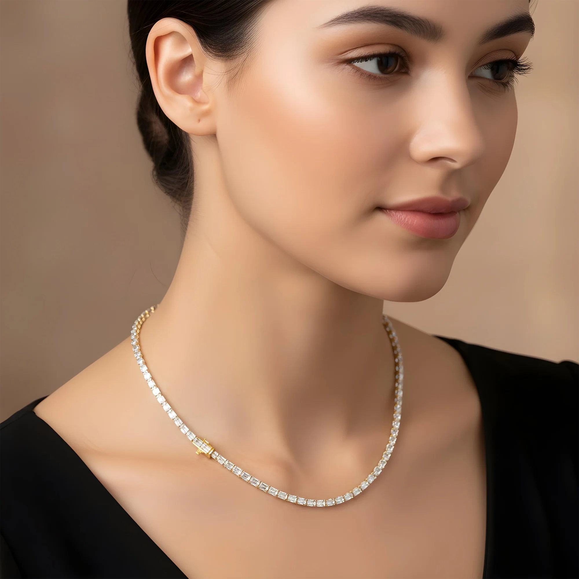 14K White Gold Emerald Cut Diamond Tennis Chain 16.19ct - Image 5