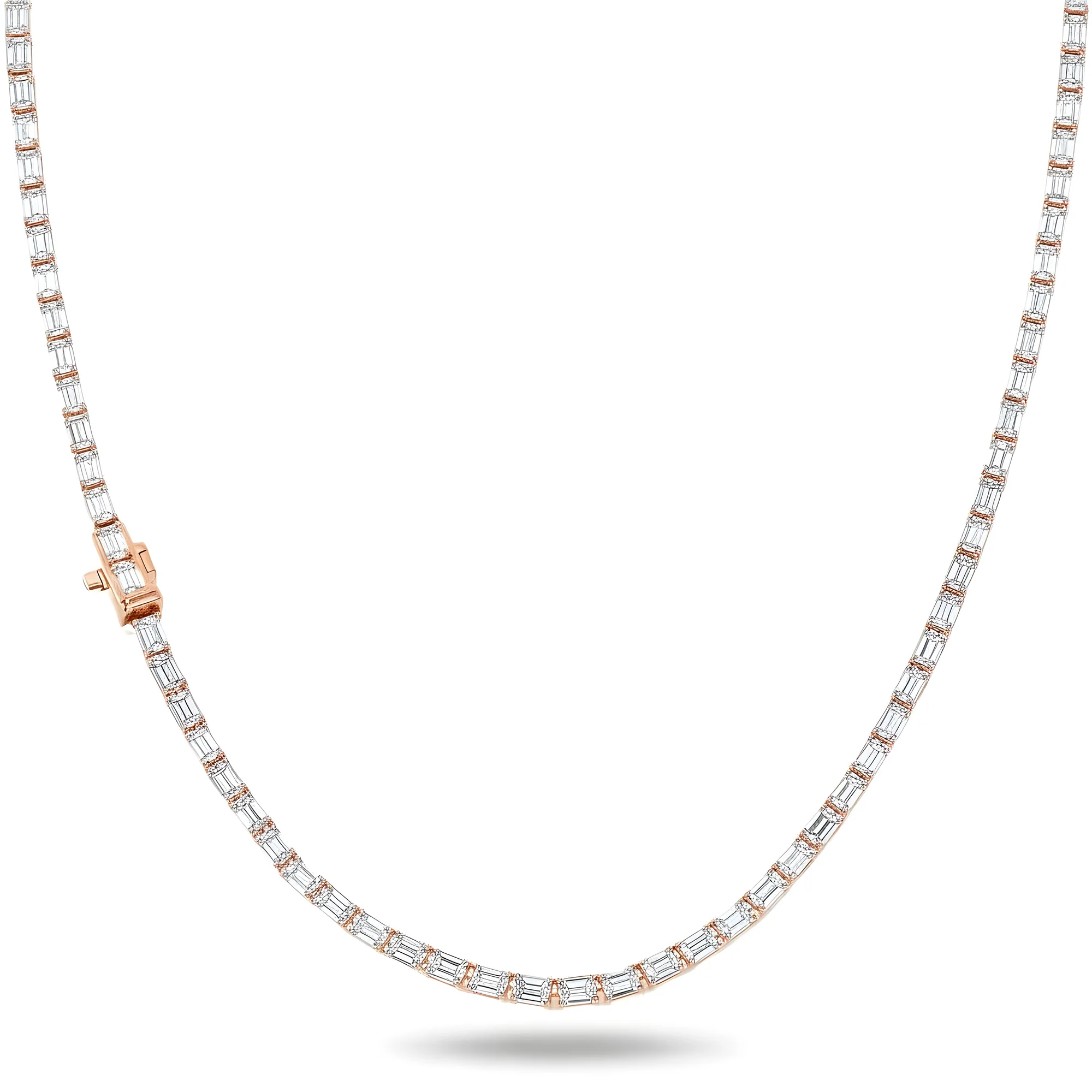 14K White Gold Emerald Cut Diamond Tennis Chain 16.19ct - Image 6