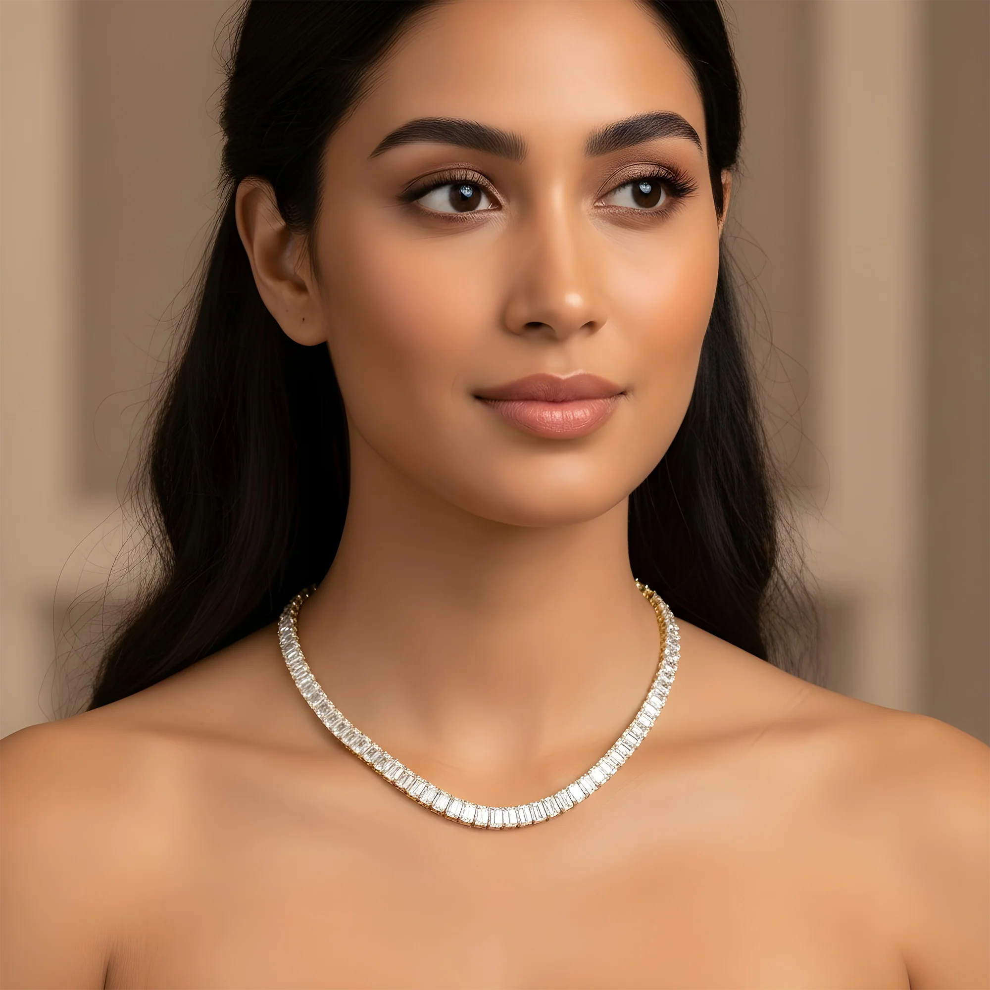 14K White Gold Emerald Cut Diamond Tennis Necklace 48.35ct - Image 6