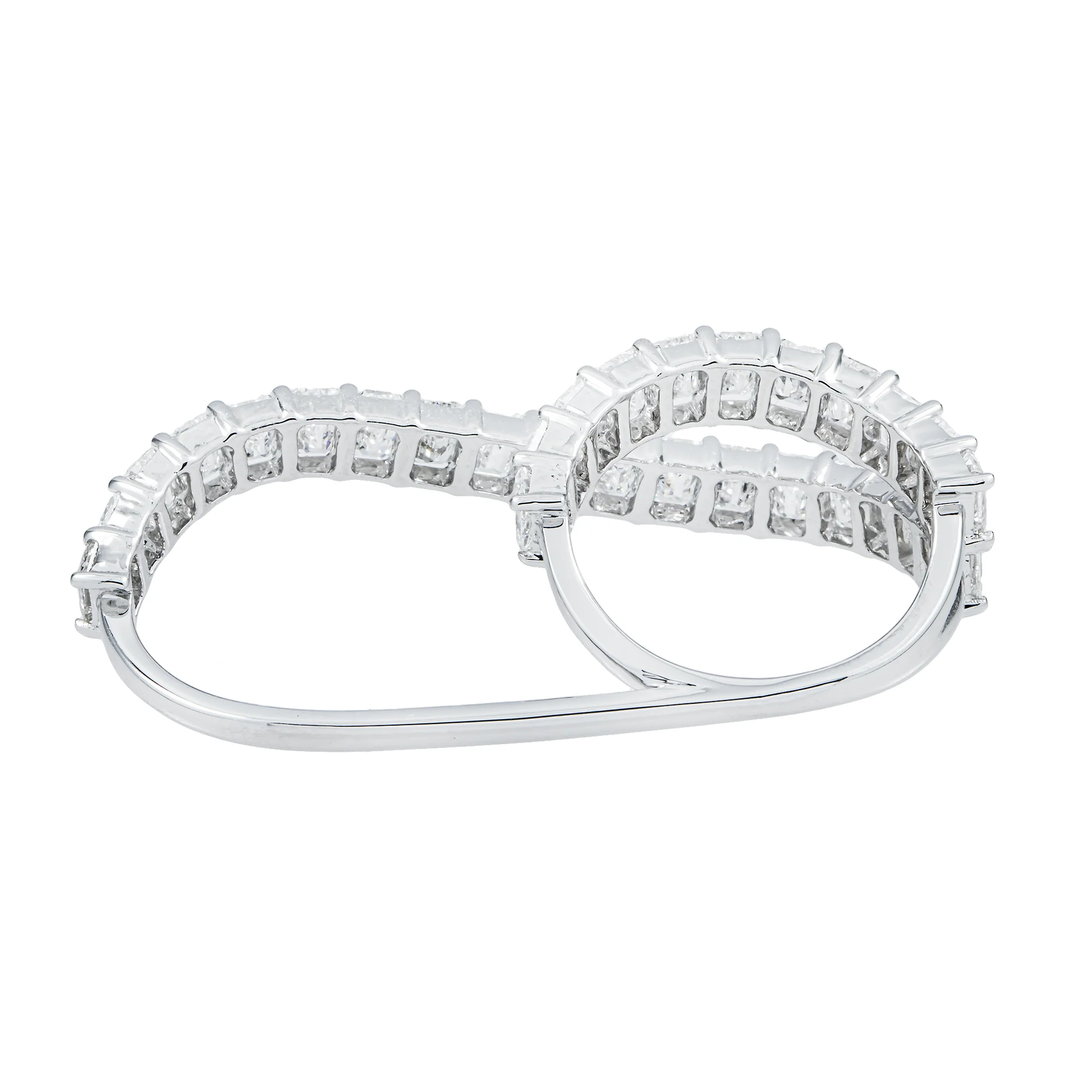 14K White Gold Emerald Cut Diamond Two Finger Wrap Ring 5.66ctw - Image 3