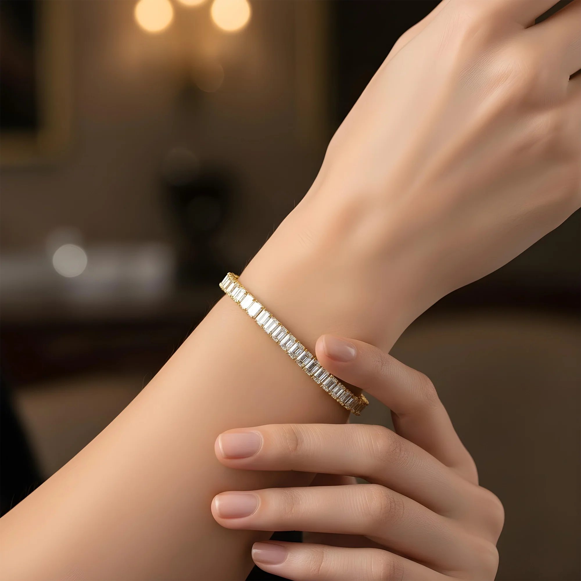 14K White Gold Emerald Cut Dimond Tennis Bracelet 19.43ct - Image 6