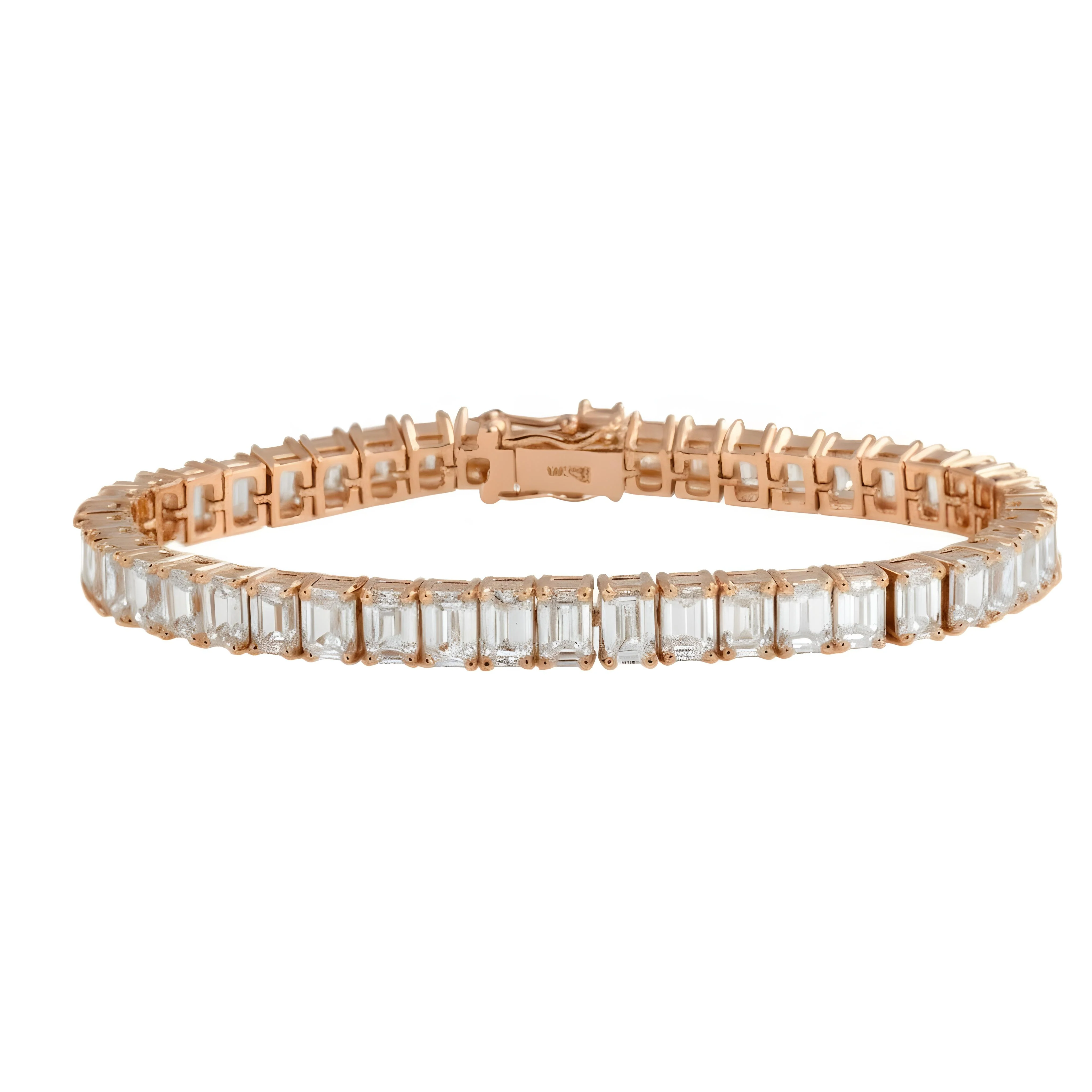 14K White Gold Emerald Cut Dimond Tennis Bracelet 19.43ct - Image 7