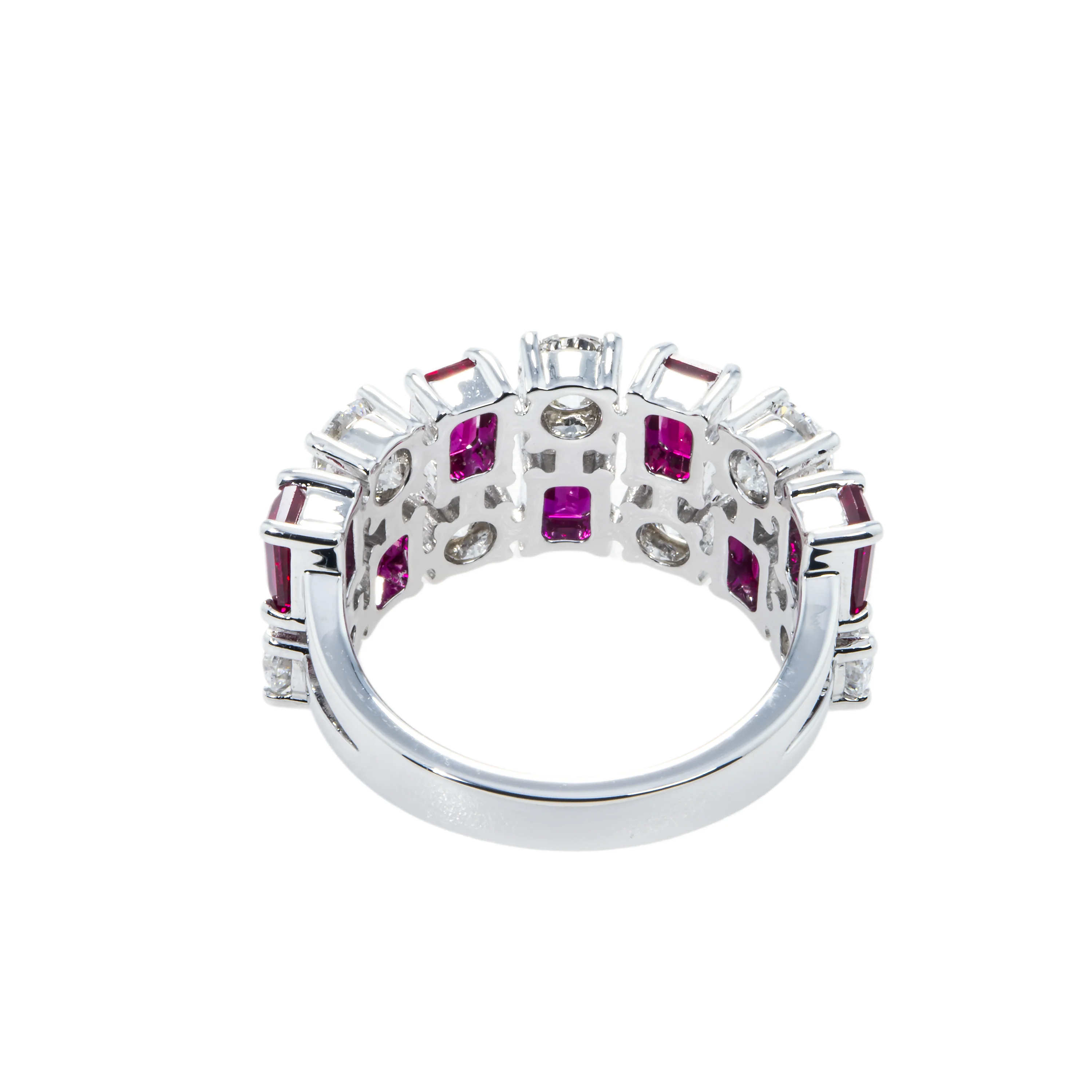 14K White Gold Emerald Cut Ruby & Round Cut Diamond Ring 34.20ctw - Image 4