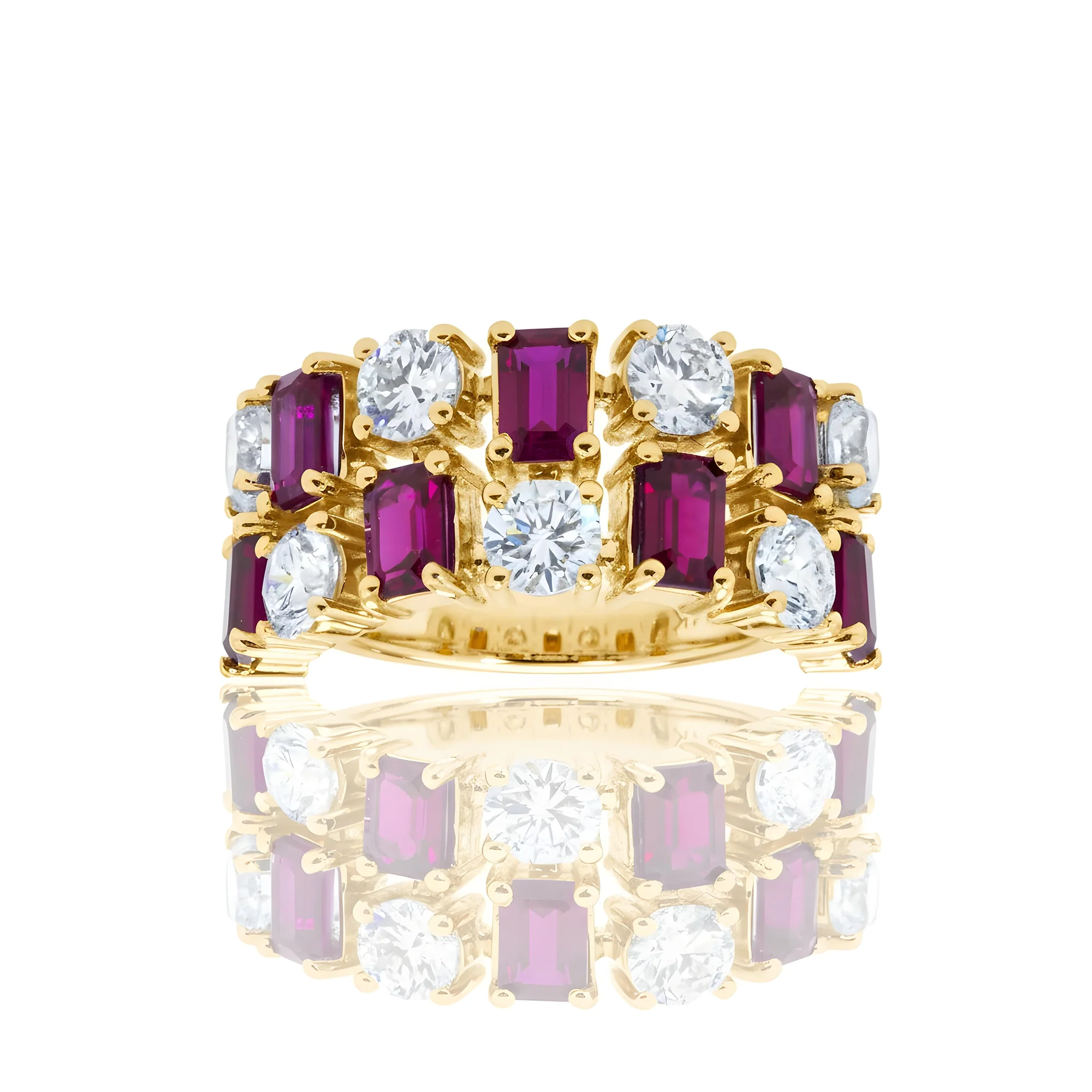 14K White Gold Emerald Cut Ruby & Round Cut Diamond Ring 34.20ctw - Image 6