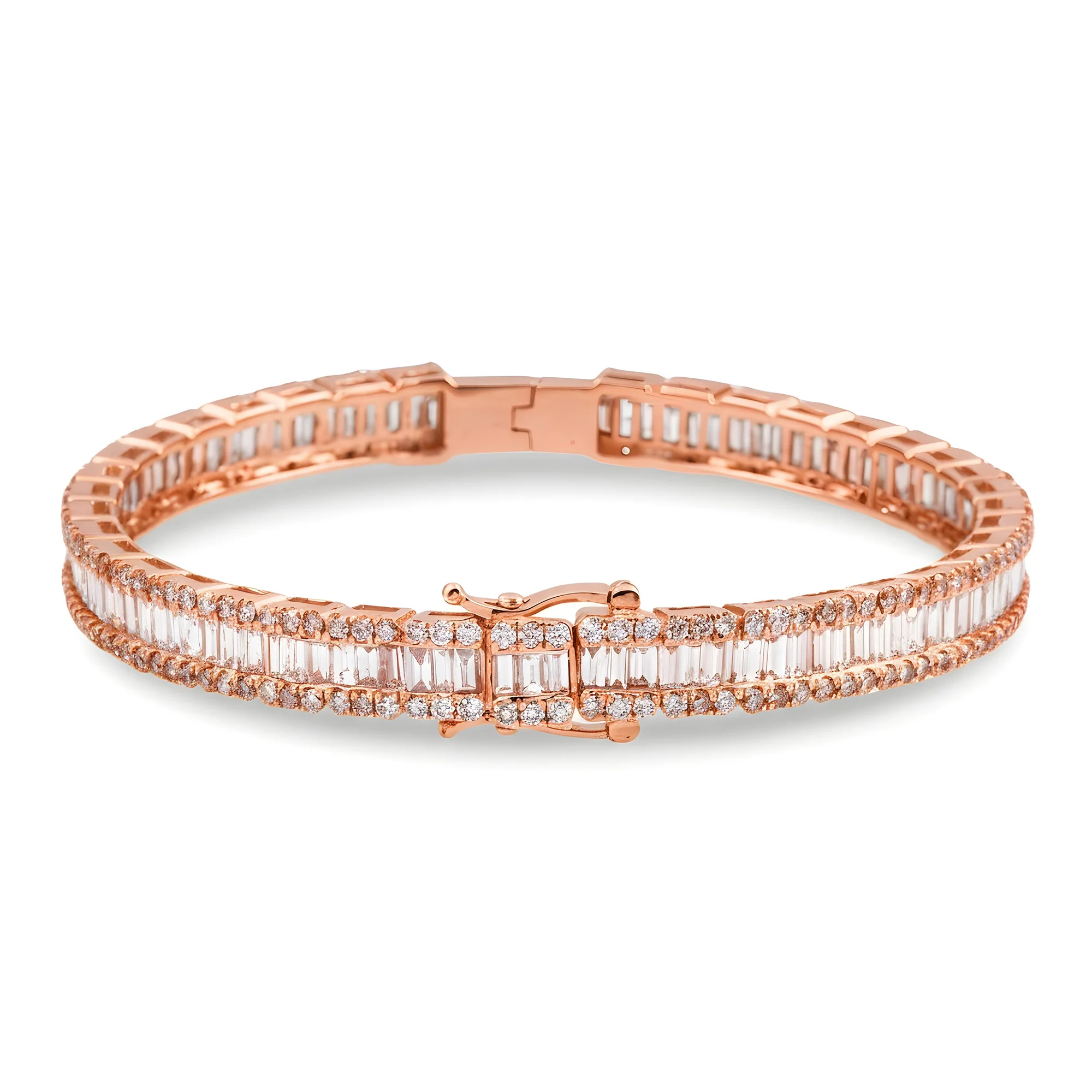 14K White Gold Emerald Diamond Bangle Bracelet 6.90ct - Image 6