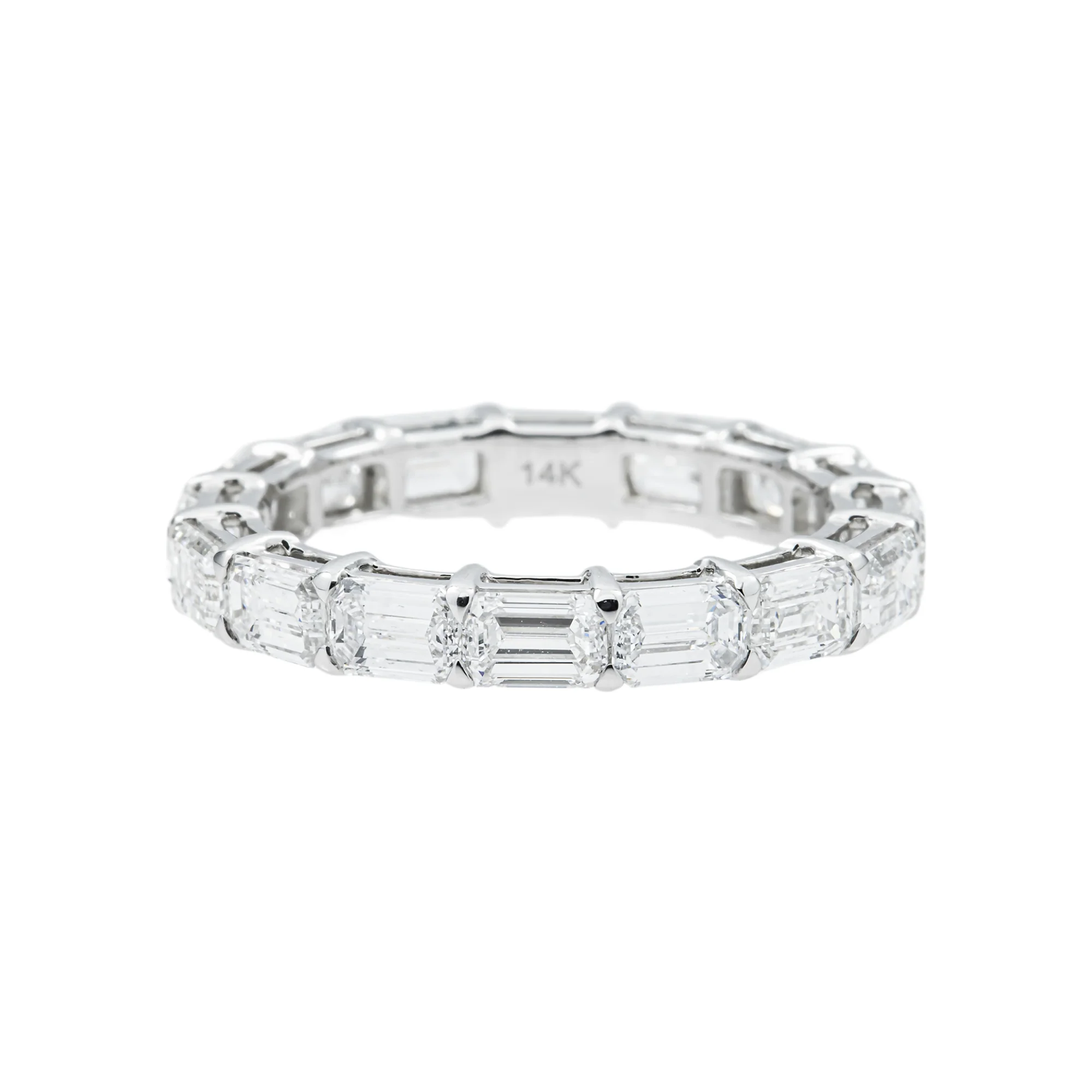 14K White Gold Emerald Cut Diamond Eternity Ring 3.49ct (Size 6.5)