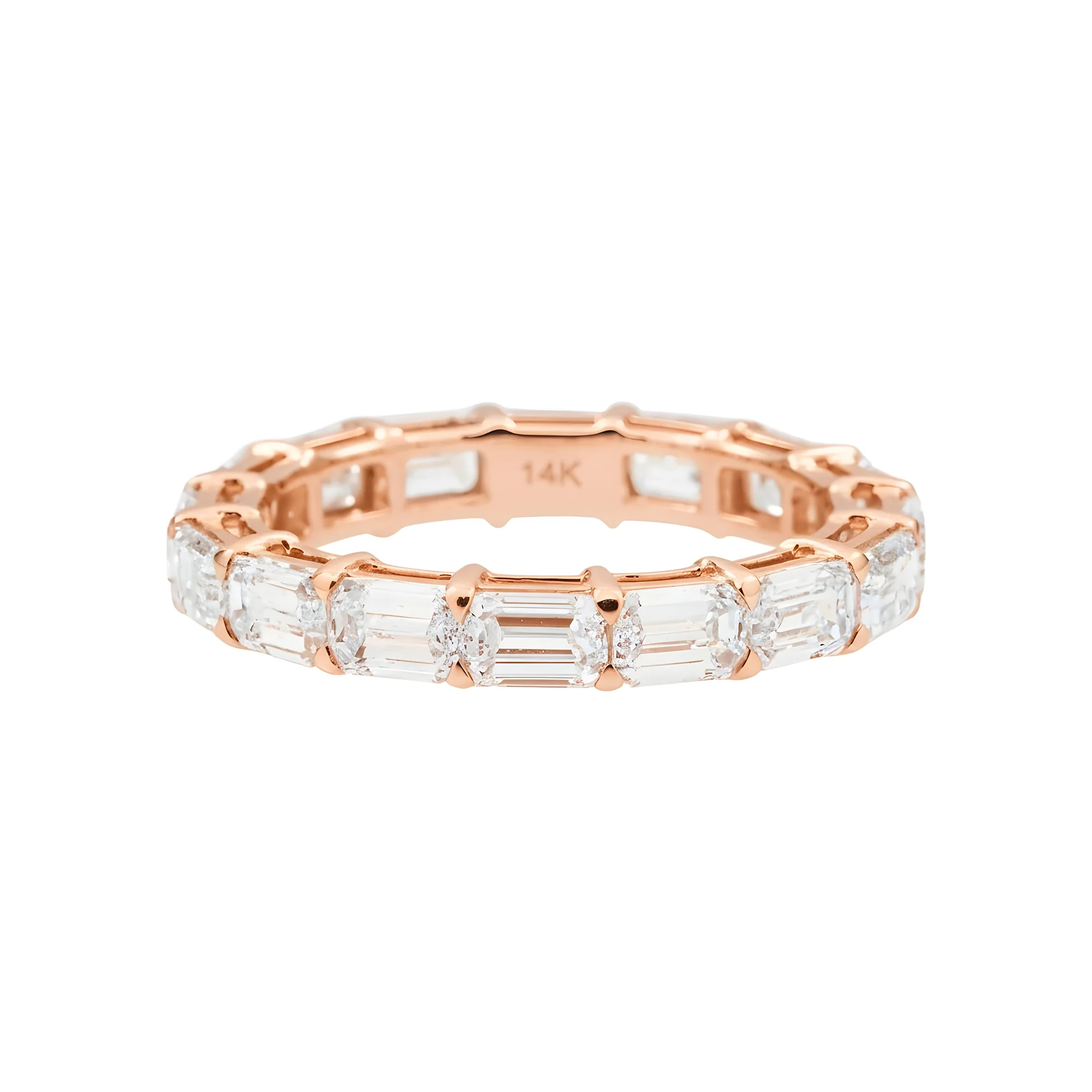 14K White Gold Emerald Cut Diamond Eternity Ring 3.49ct (Size 6.5) - Image 6