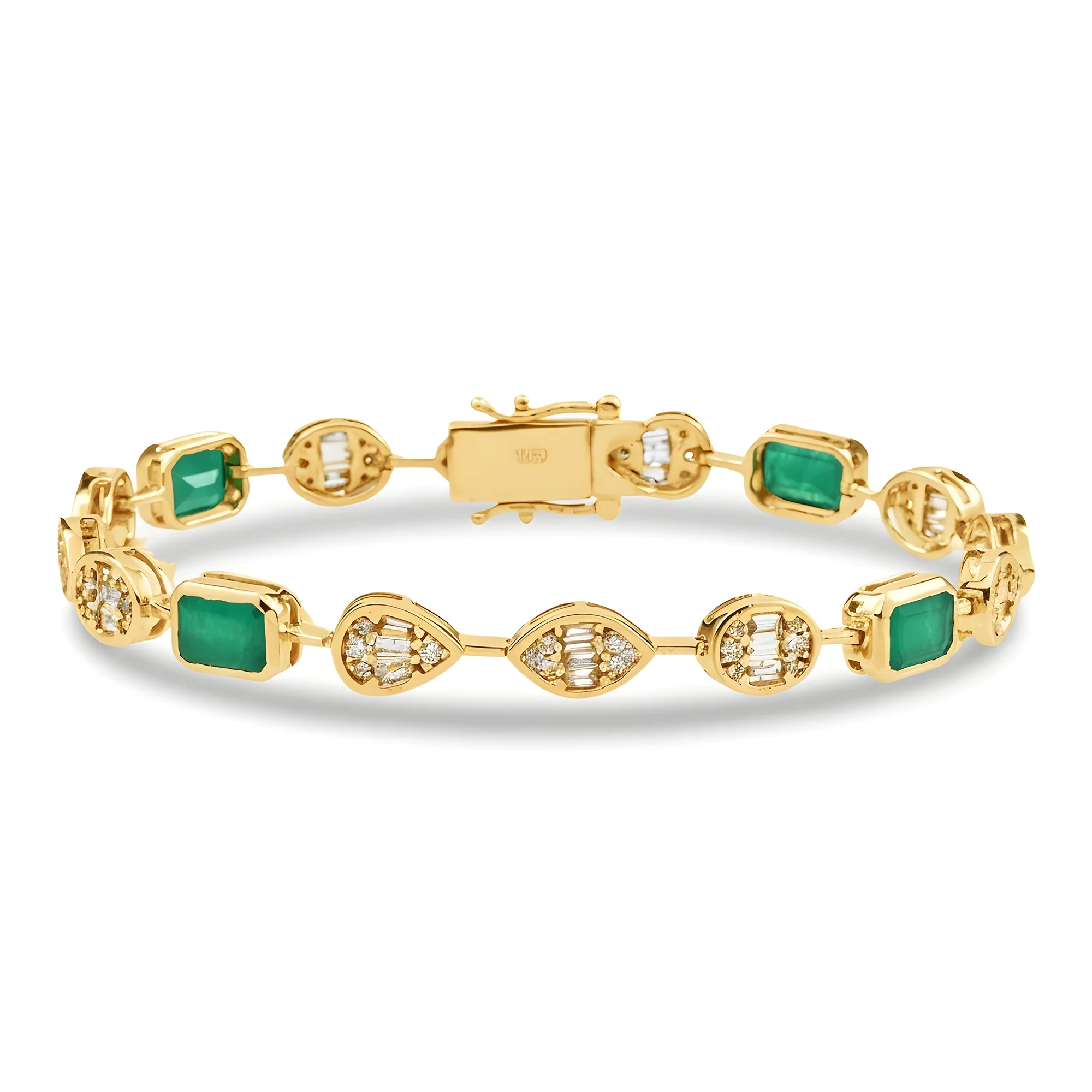 14K White Gold Emerald & Diamond Satellite Bracelet 5.34ctw - Image 5