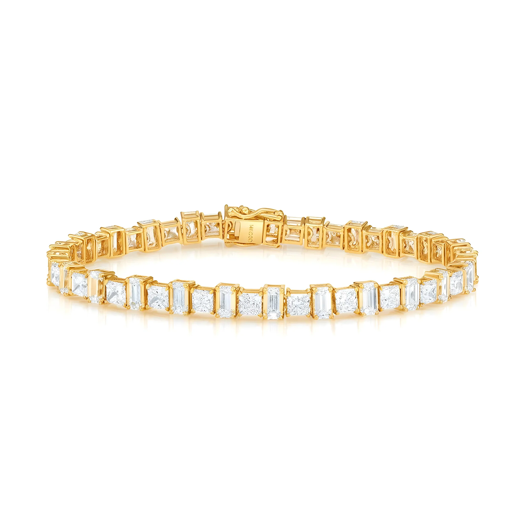 14K White Gold Emerald & Radiant Cut Diamond Bracelet 13.72ctw - Image 4