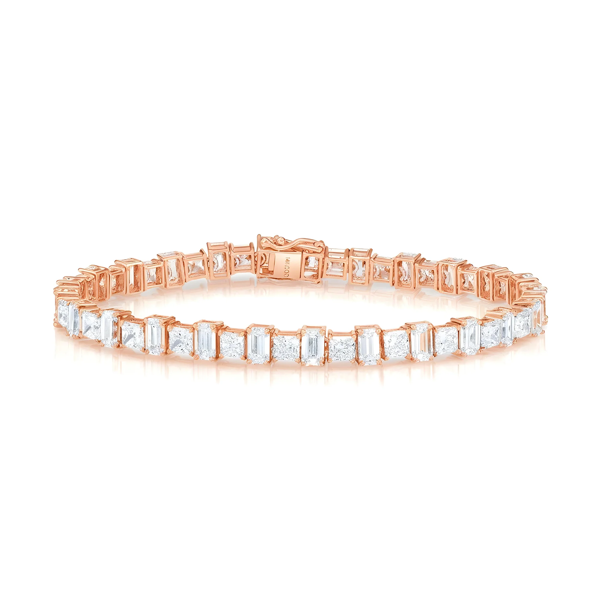 14K White Gold Emerald & Radiant Cut Diamond Bracelet 13.72ctw - Image 6