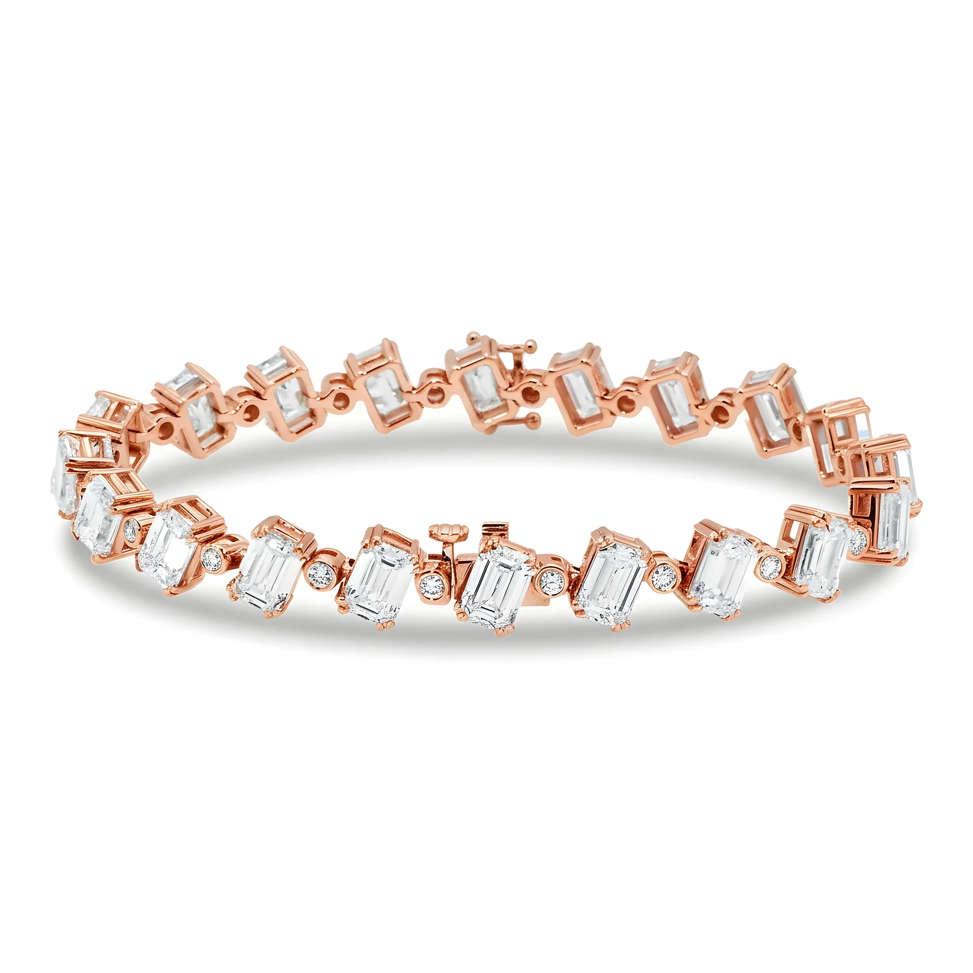 14K White Gold Emerald & Round Cut Diamond Bracelet 20.77ct - Image 7