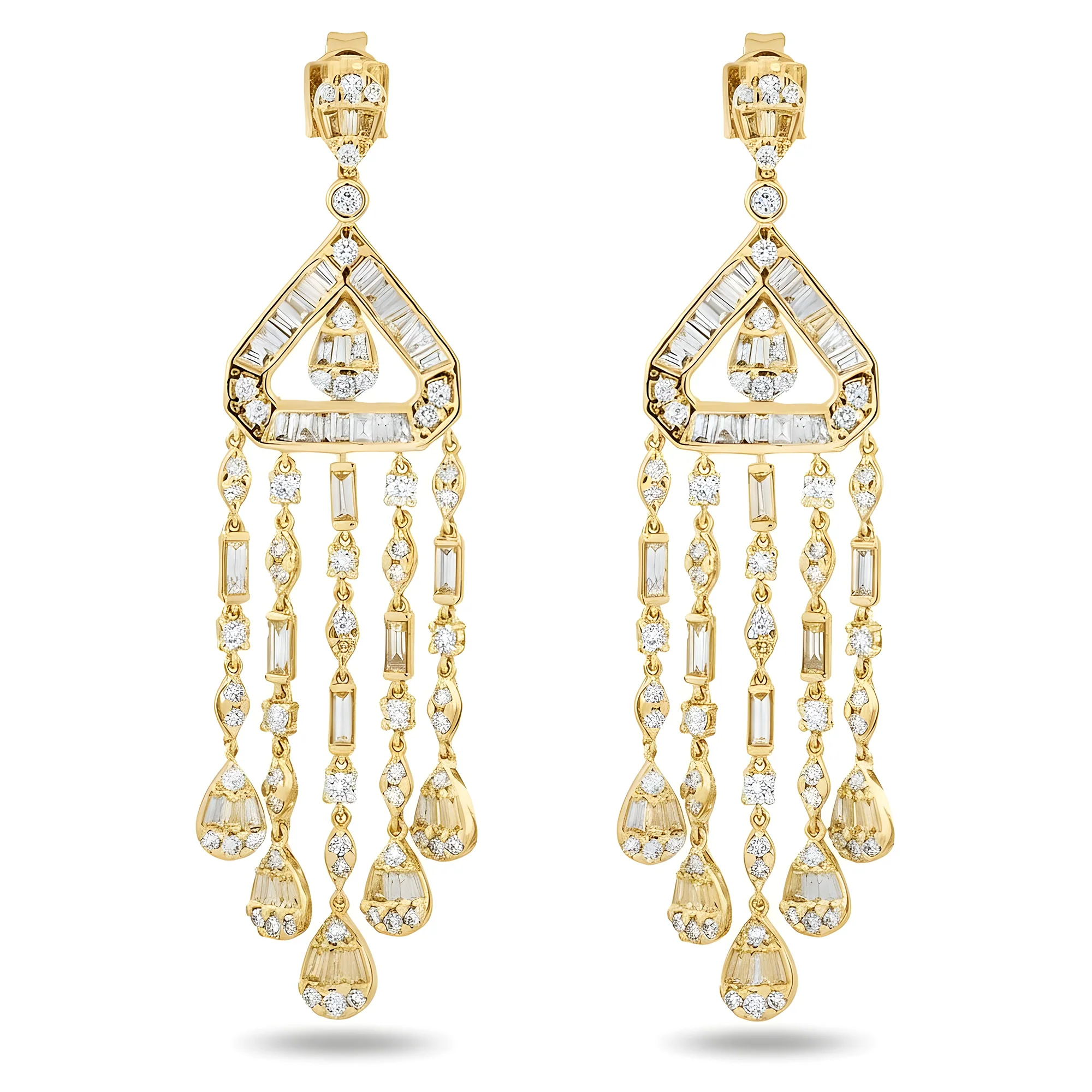 14K White Gold Eye of the Storm Diamond Drop Earrings 4.01ctw - Image 4