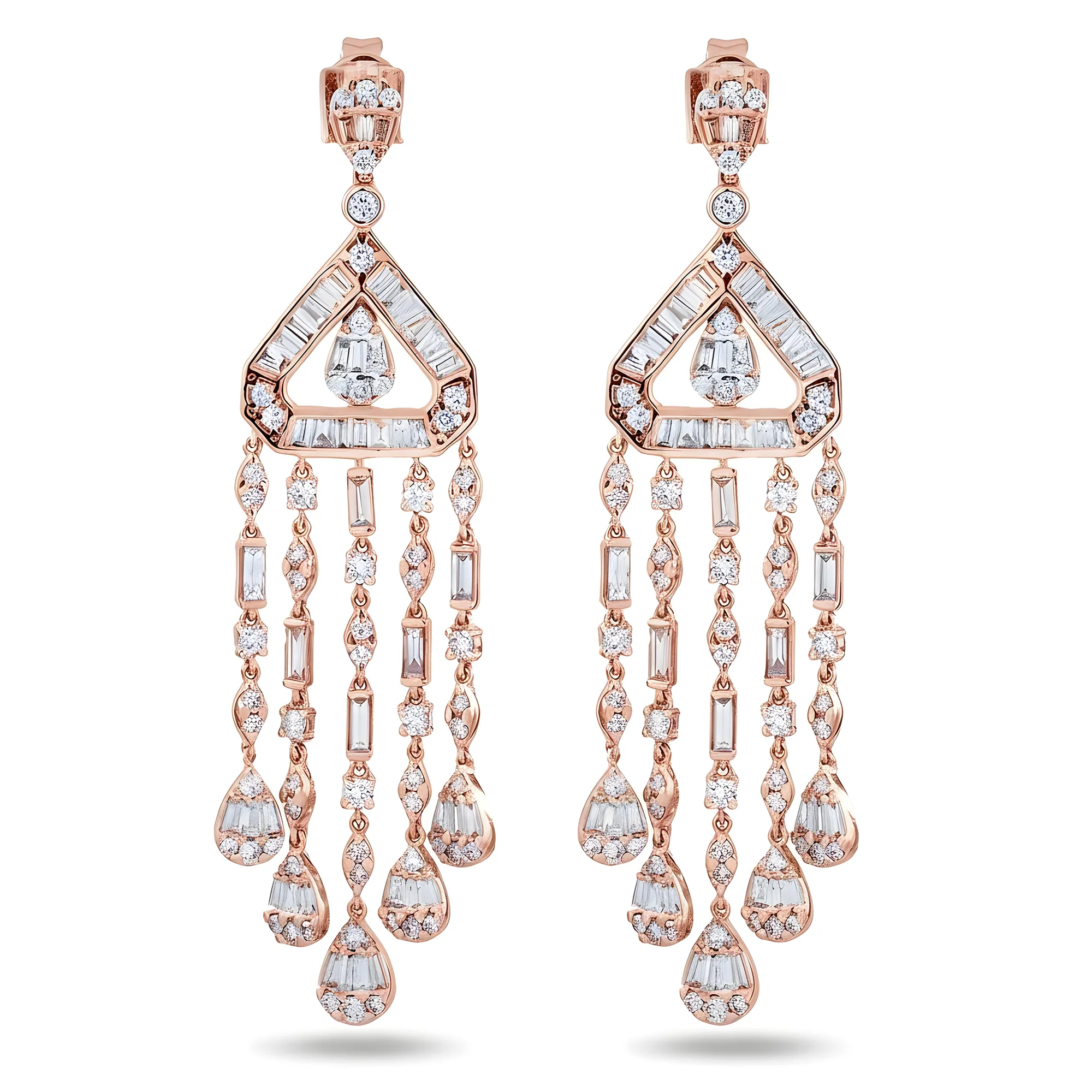 14K White Gold Eye of the Storm Diamond Drop Earrings 4.01ctw - Image 6