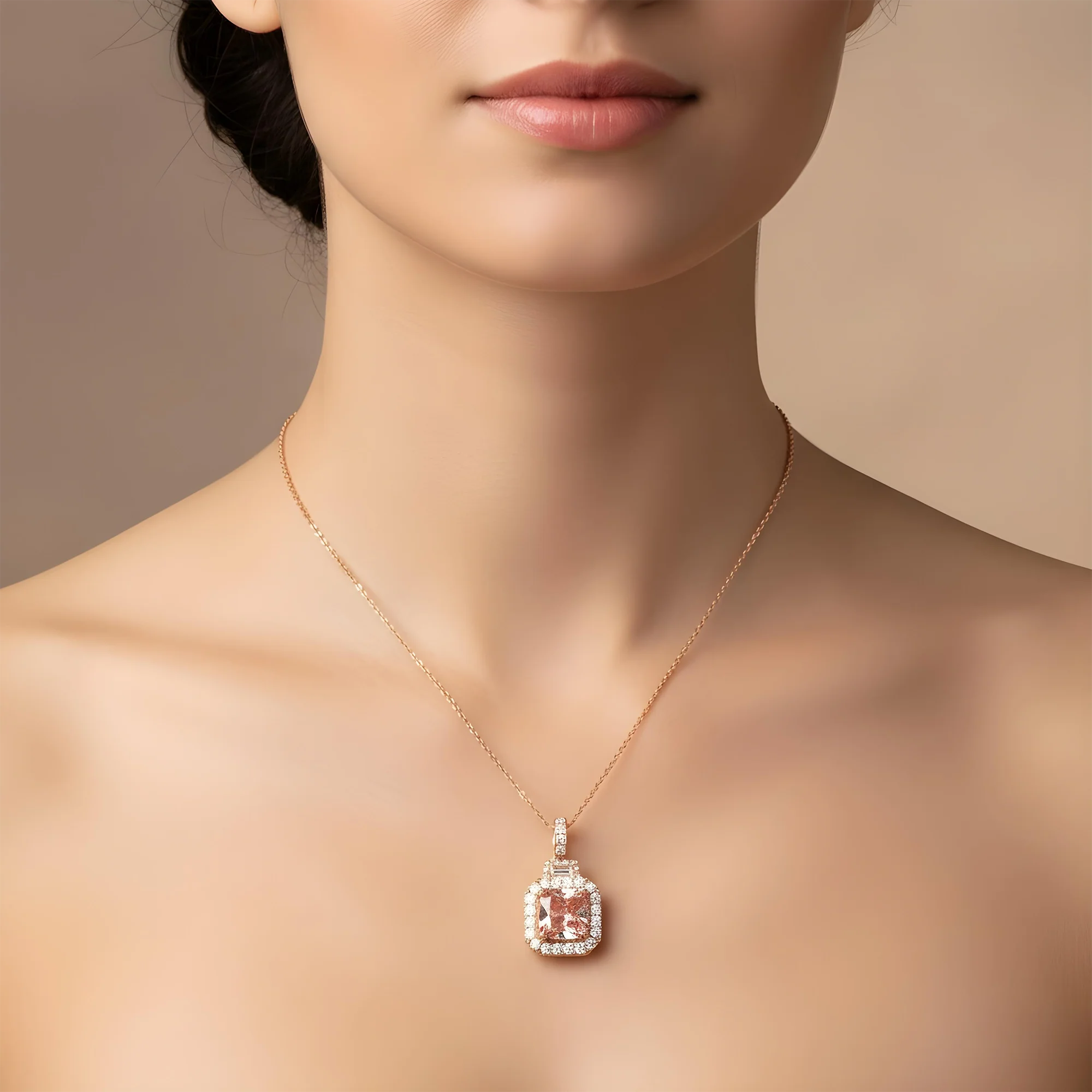 14K White Gold Fancy Pink Cushion Diamond Pendant & Chain Necklace 3.98ctw - Image 7