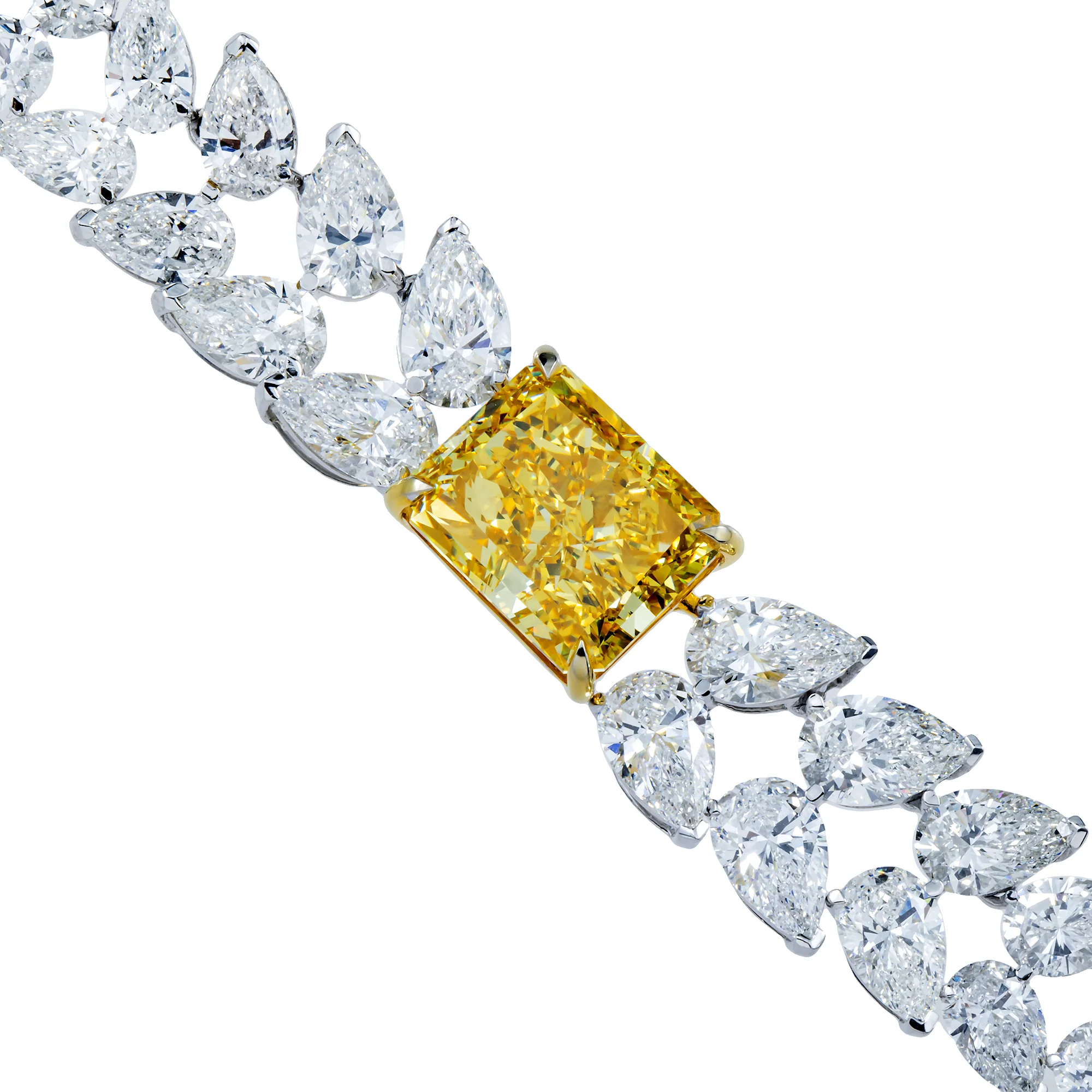 14K White Gold Fancy Vivid Yellow Diamond Solara Necklace 67.11ct - Image 3