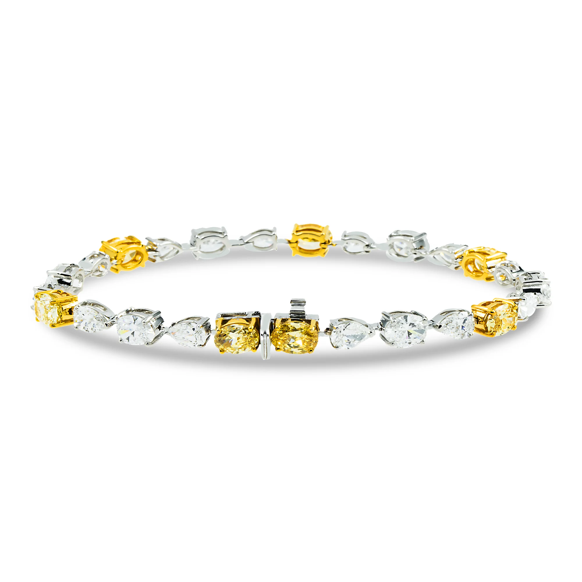 14K White Gold Fancy Yellow & White Diamond Bracelet 12.11ct - Image 4