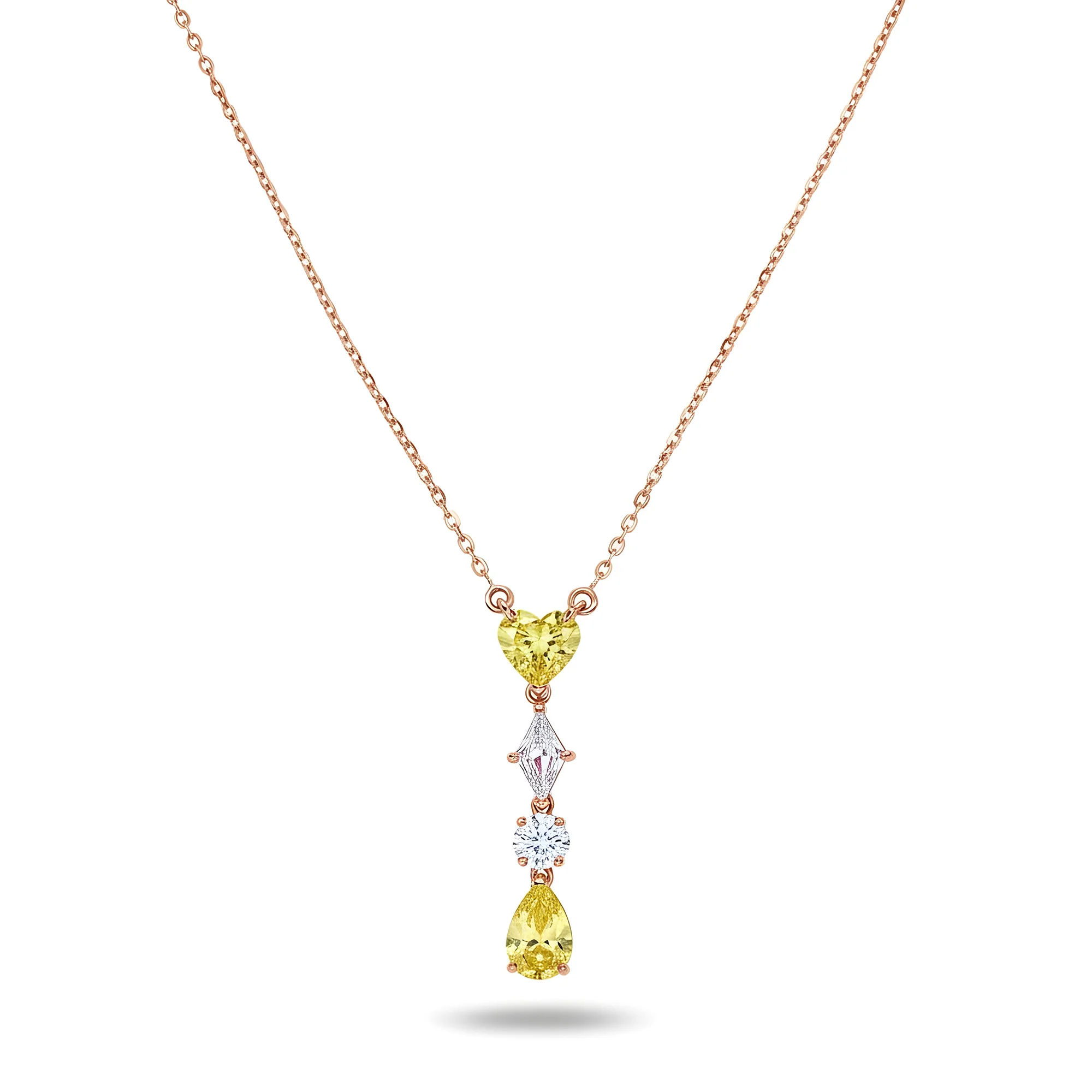 14K White Gold Fancy Yellow & White Diamond Drop Necklace 2.61ct - Image 6