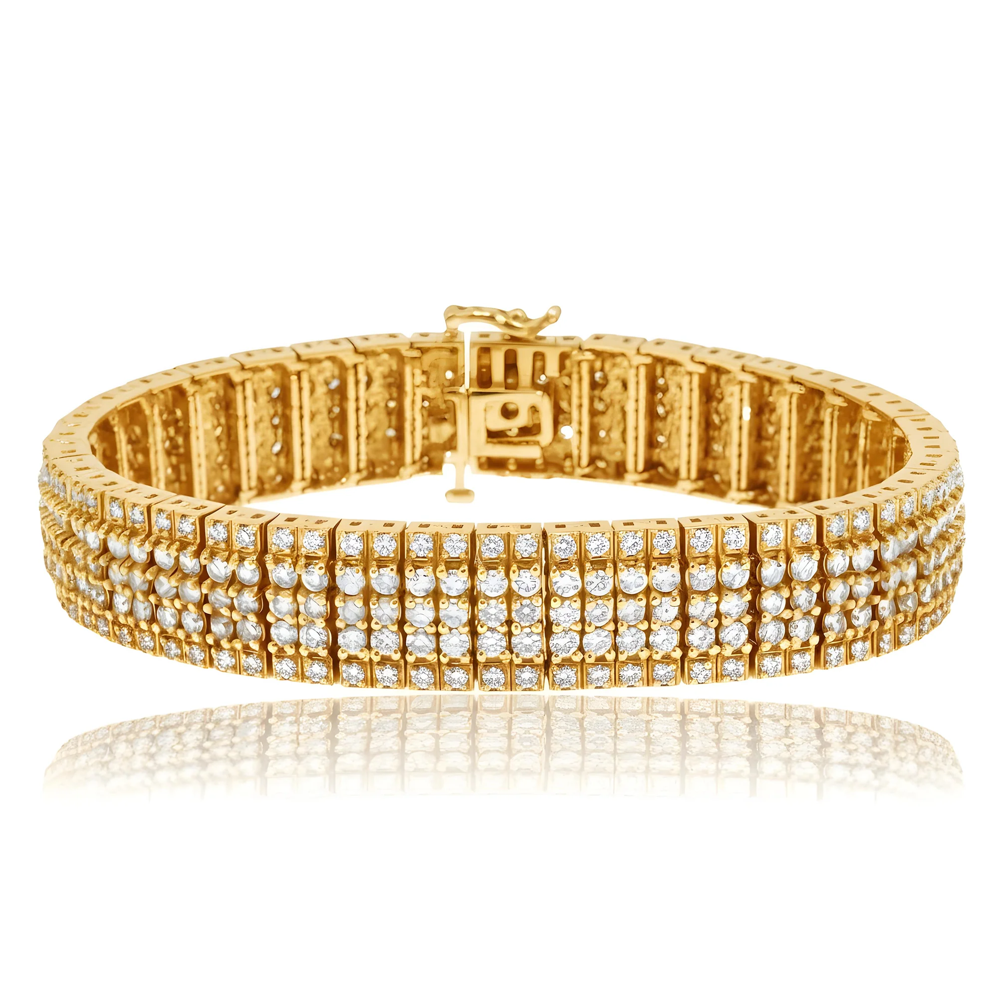 14K White Gold Five Row Round Diamond Tennis Bracelet 11.27ct - Image 5