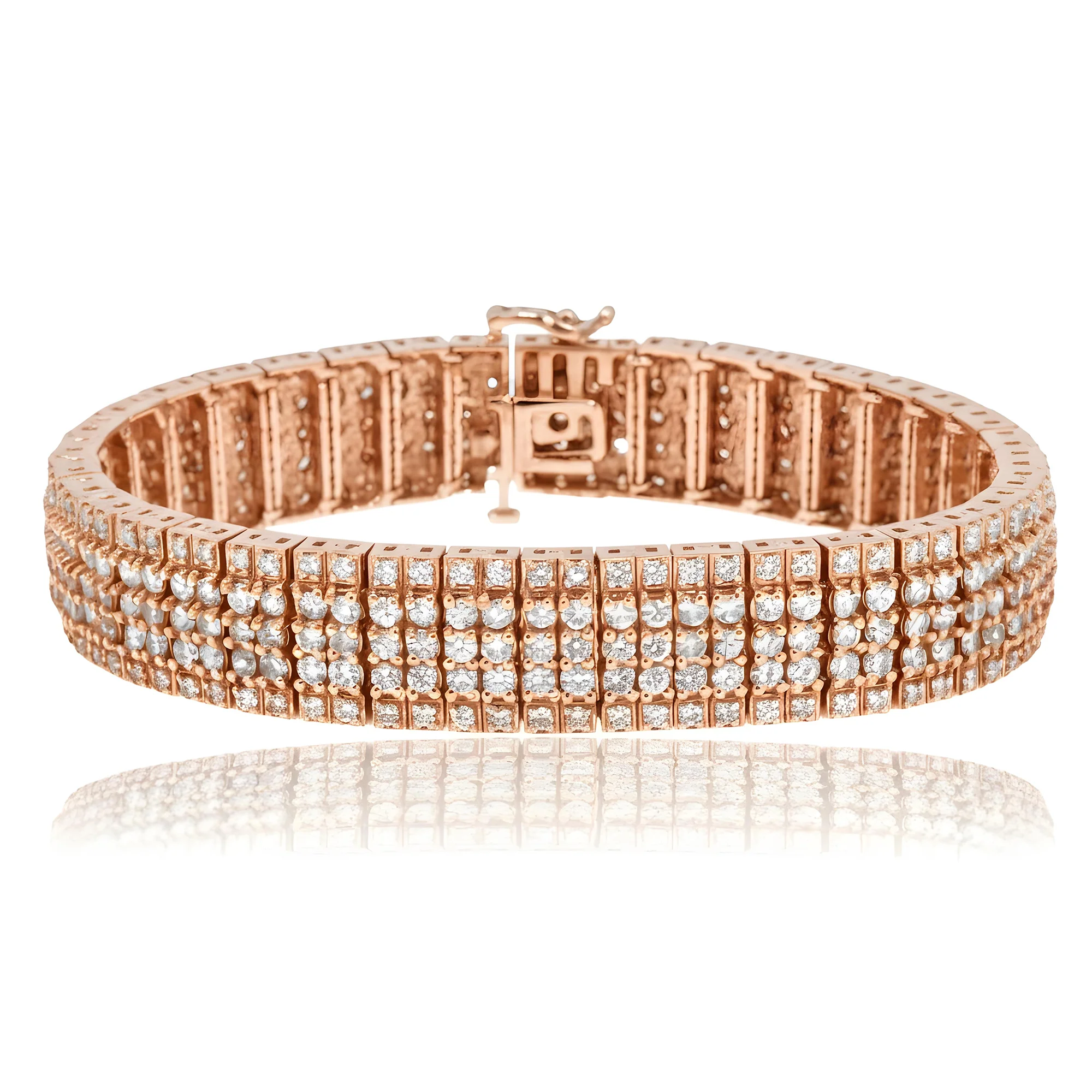 14K White Gold Five Row Round Diamond Tennis Bracelet 11.27ct - Image 7