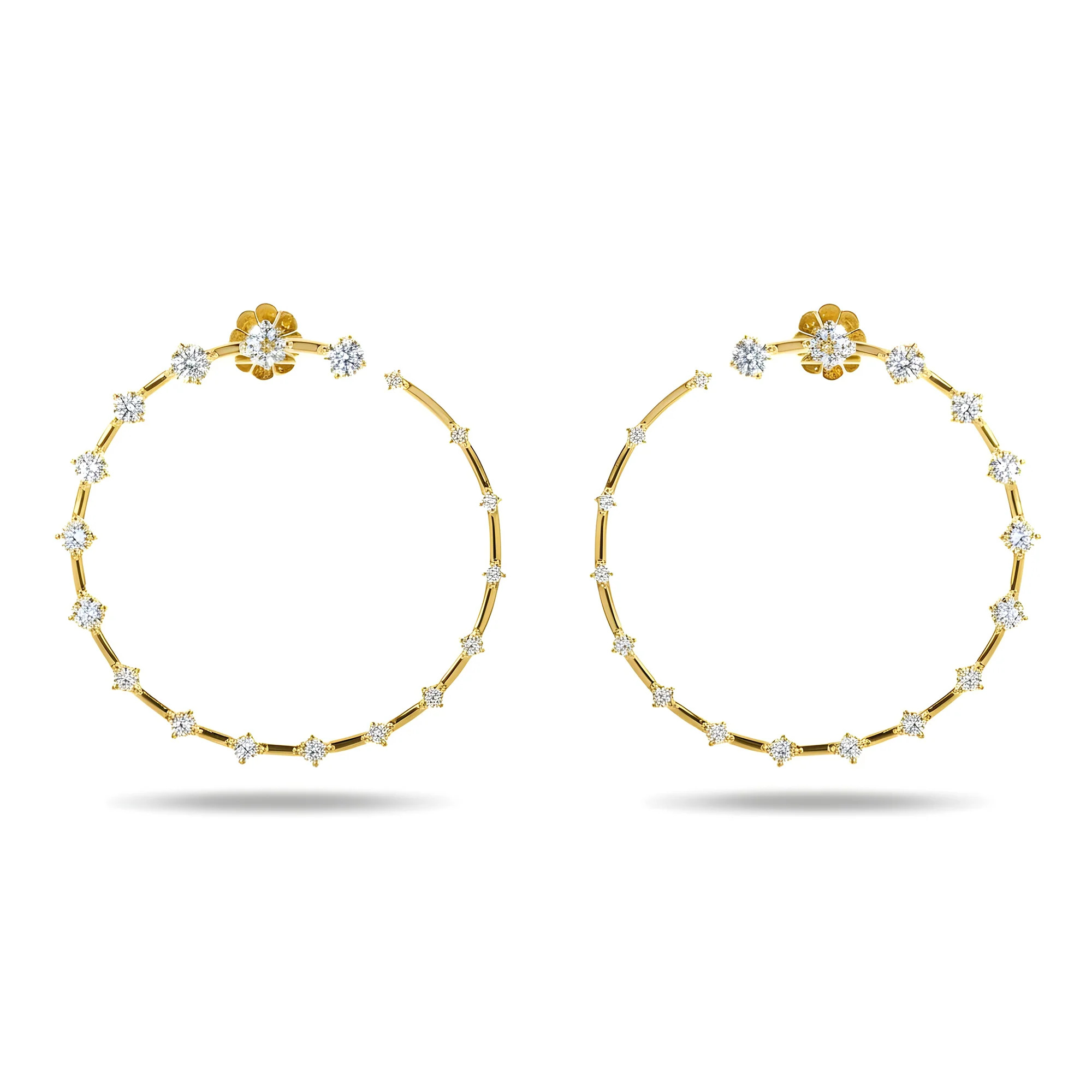 14K White Gold Front Facing Diamond Droplet Hoop Earrings 2.76ctw - Image 4