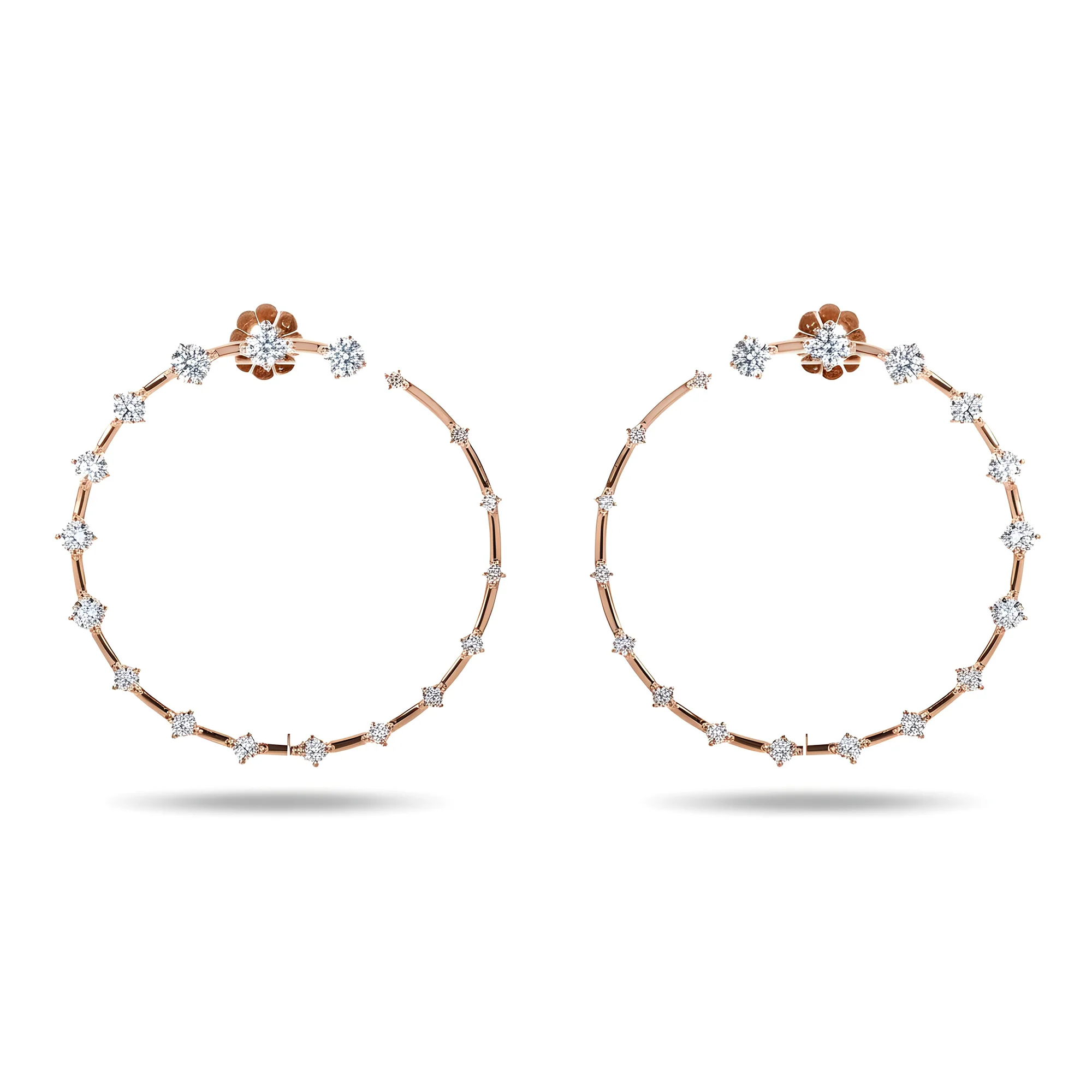 14K White Gold Front Facing Diamond Droplet Hoop Earrings 2.76ctw - Image 6