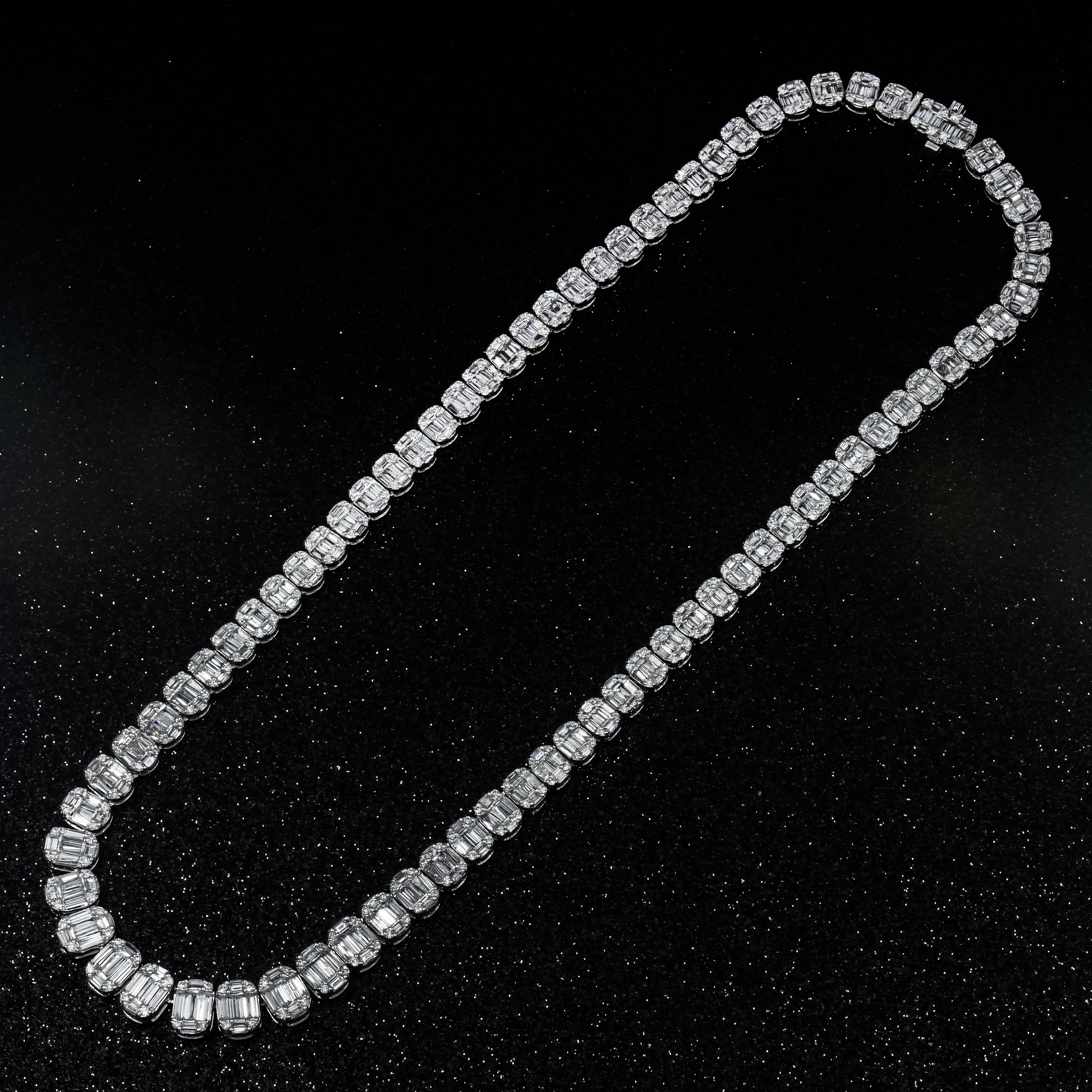 14K White Gold Graduated Baguette Diamond Chain 16.55ct - Image 3