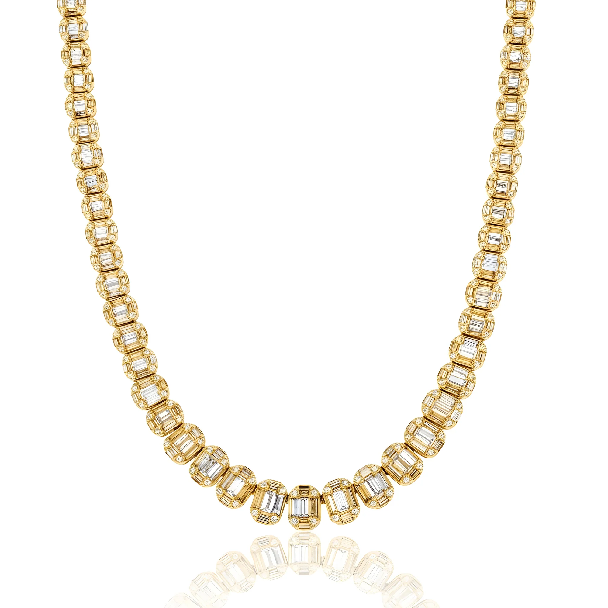 14K White Gold Graduated Baguette Diamond Chain 16.55ct - Image 5