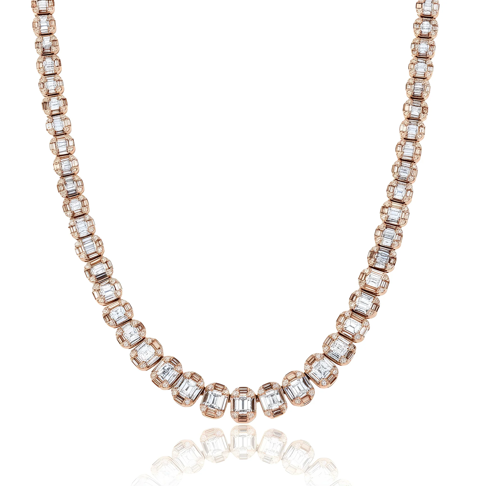 14K White Gold Graduated Baguette Diamond Chain 16.55ct - Image 7