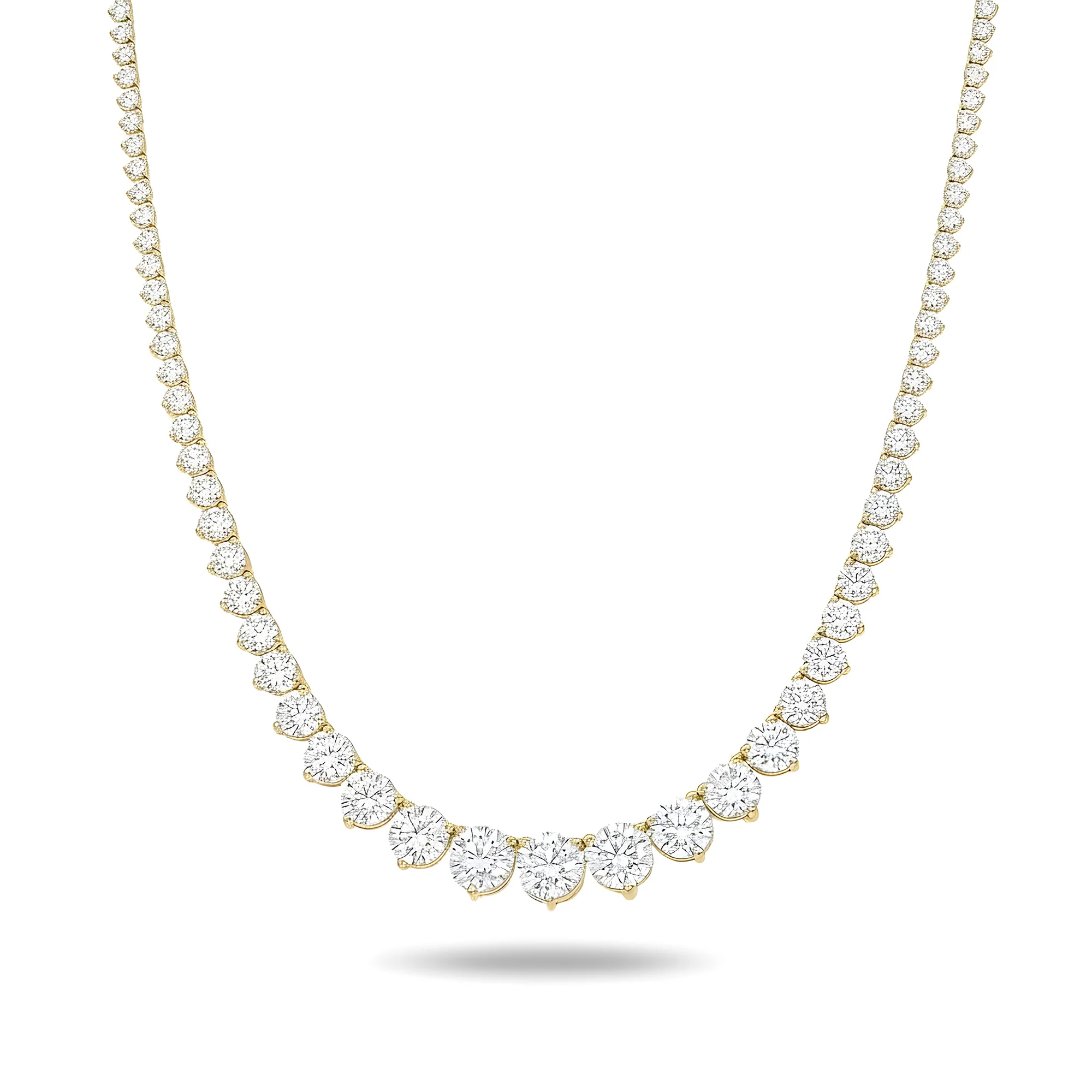 14K White Gold Graduated Round Diamond Tennis Chain 21.61ct - Image 4