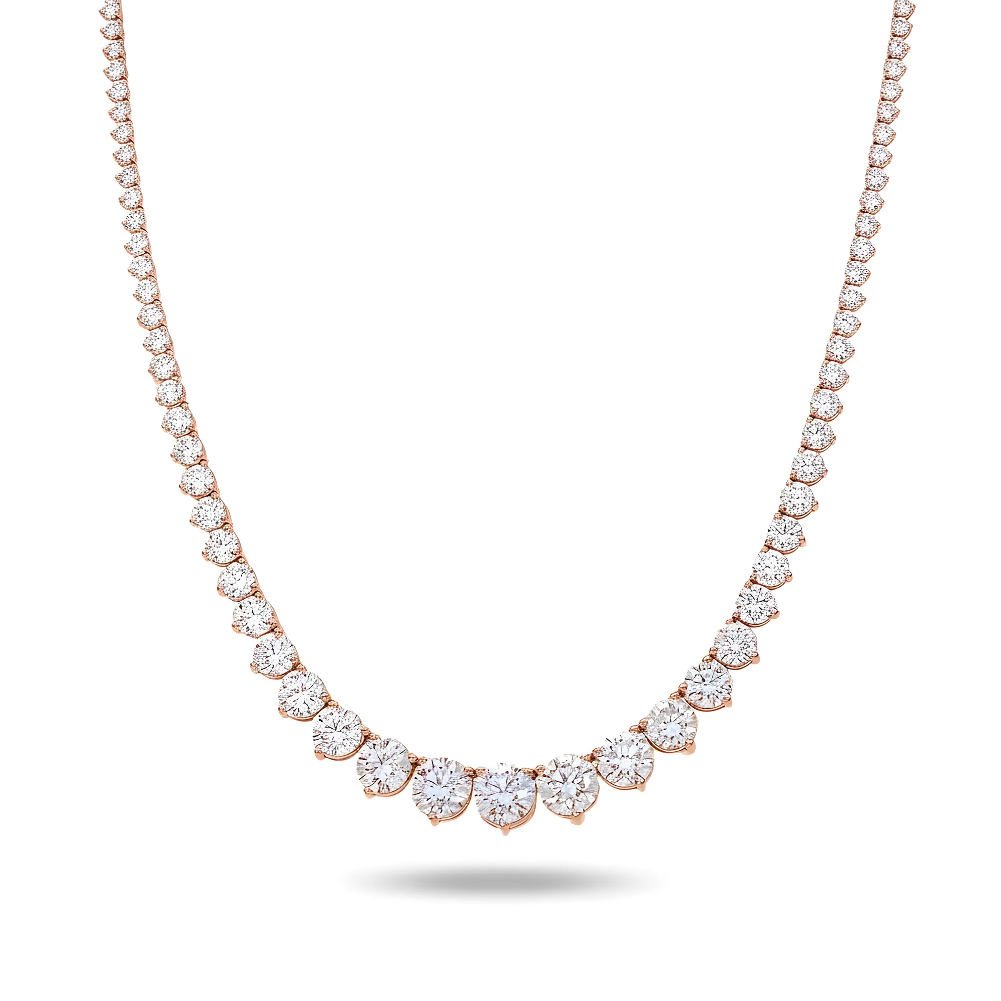 14K White Gold Graduated Round Diamond Tennis Chain 21.61ct - Image 6