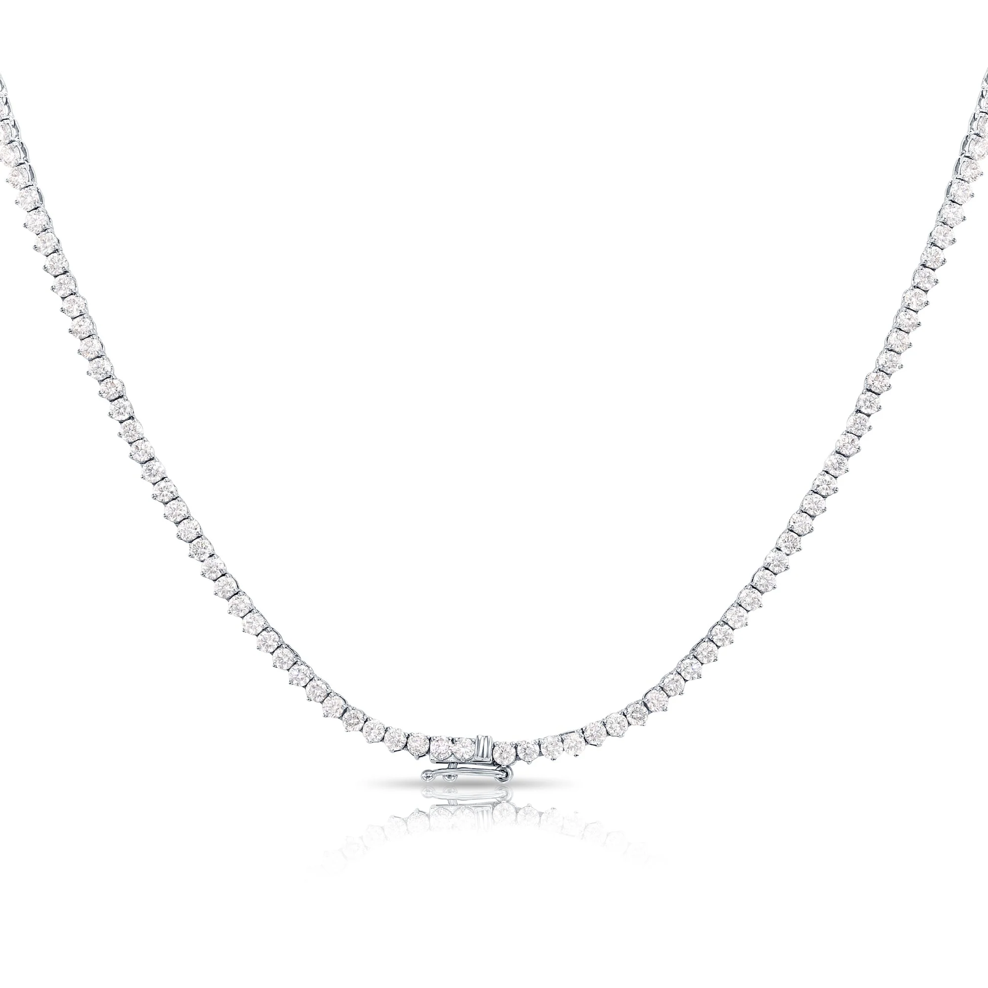 14K White Gold Graduated Round Diamond Tennis Chain 22.96ct - Image 4