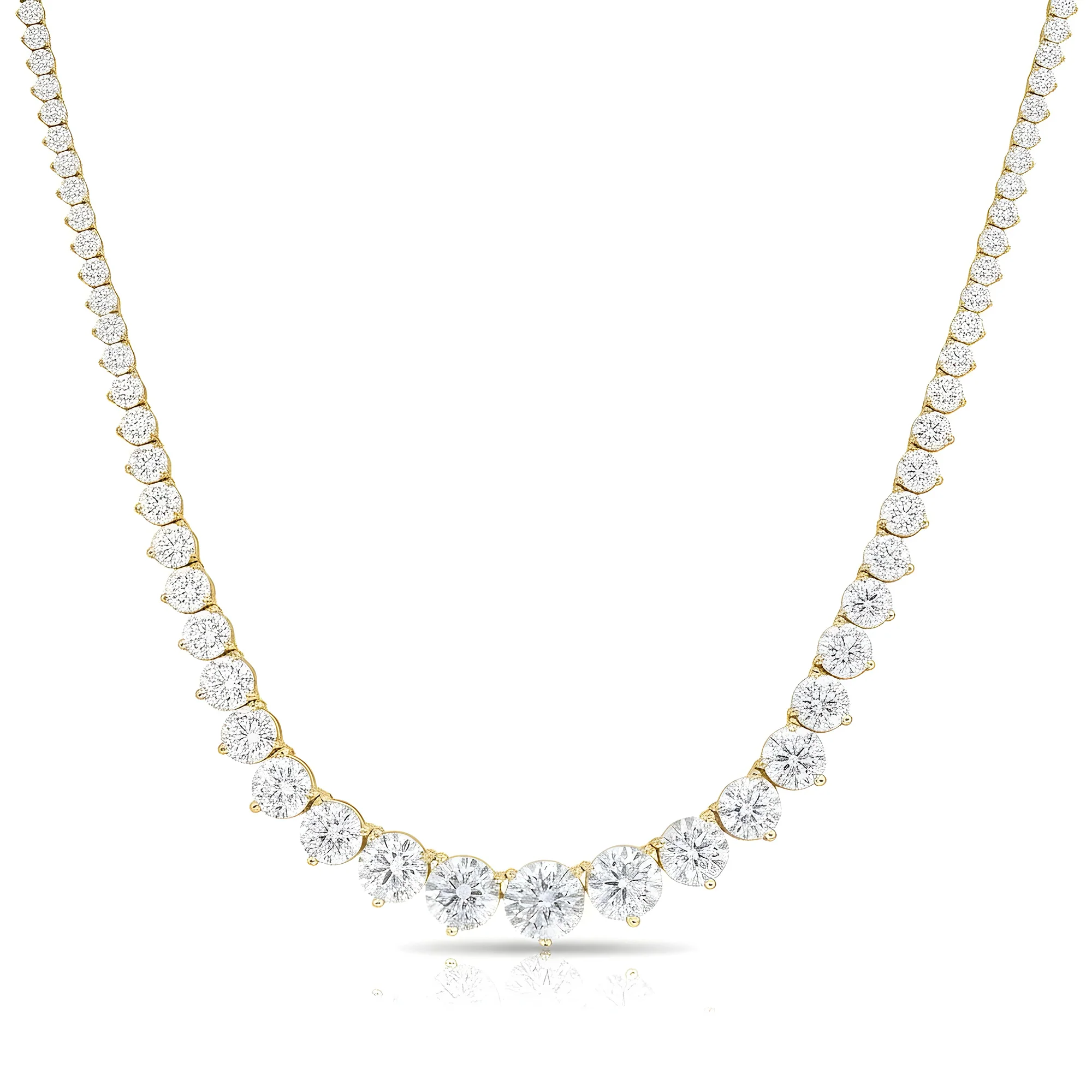 14K White Gold Graduated Round Diamond Tennis Chain 22.96ct - Image 5