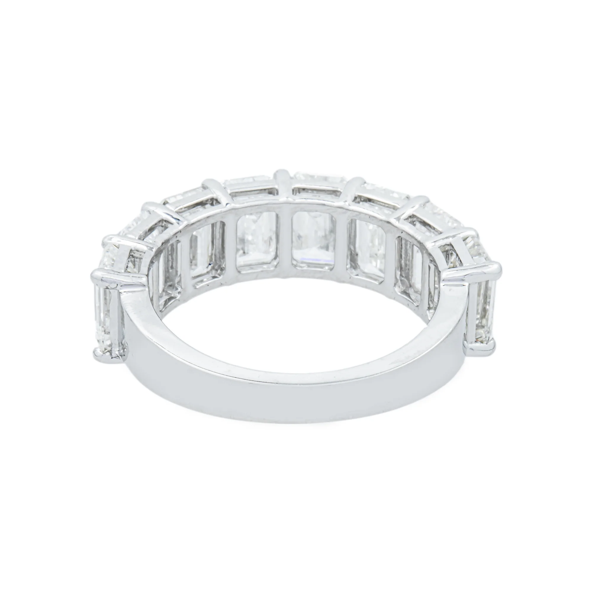 14K White Gold Half Eternity Emerald Cut Diamond Ring 5.92ct - Image 4