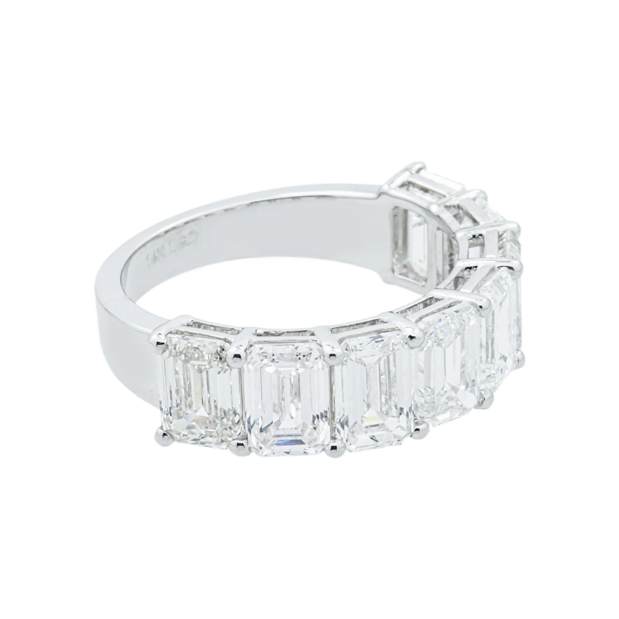 14K White Gold Half Eternity Emerald Cut Diamond Ring 5.92ct - Image 5