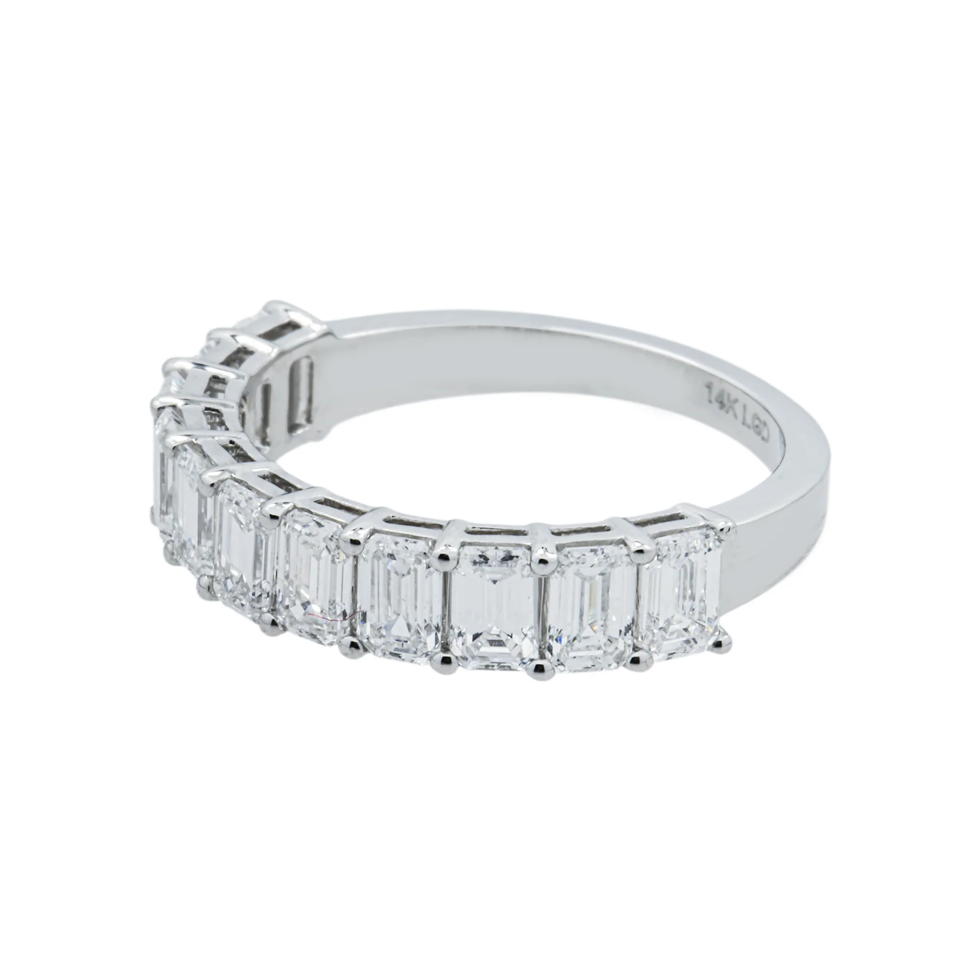 14K White Gold Half-Eternity Emerald Diamond Ring 2.13ct - Image 3