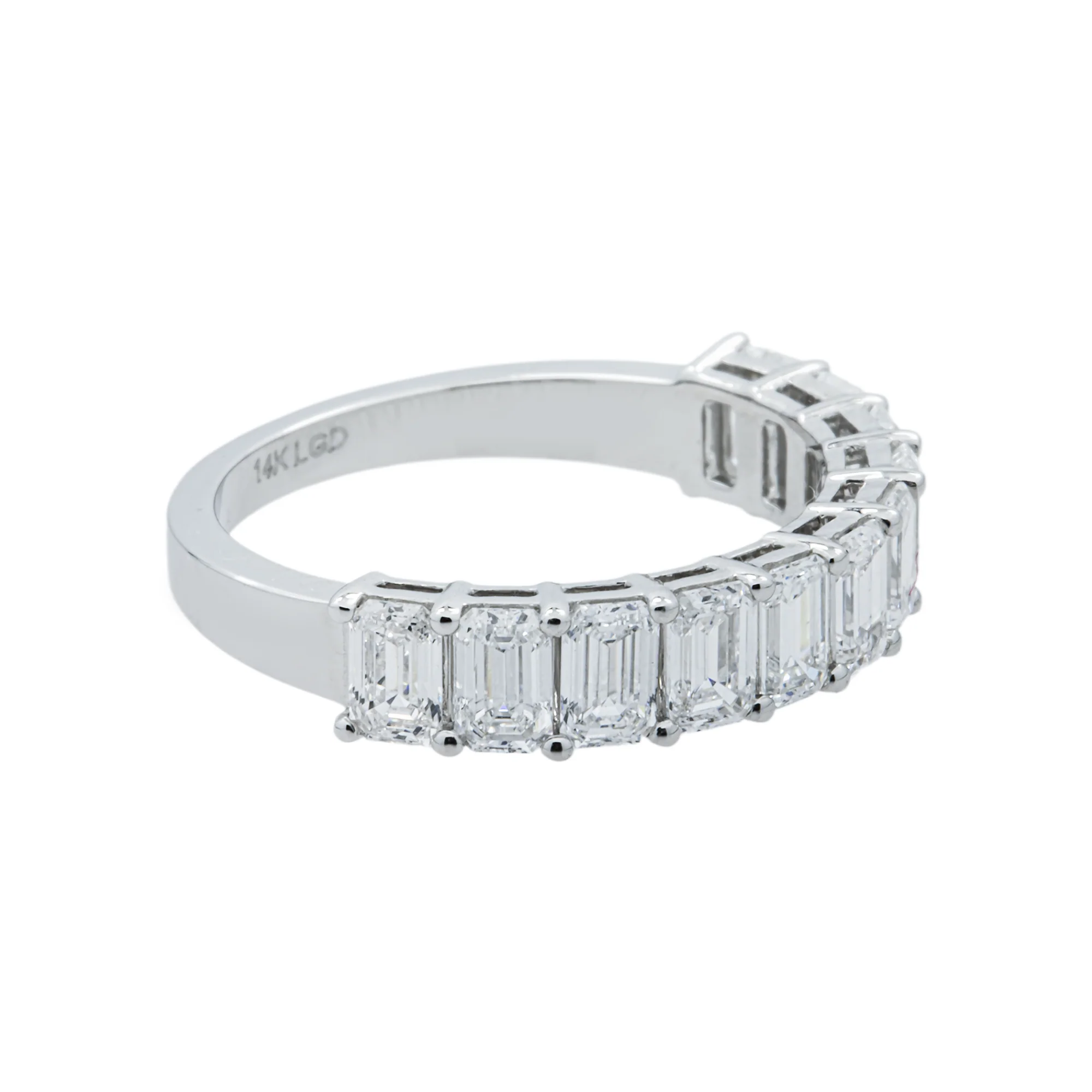 14K White Gold Half-Eternity Emerald Diamond Ring 2.13ct - Image 4