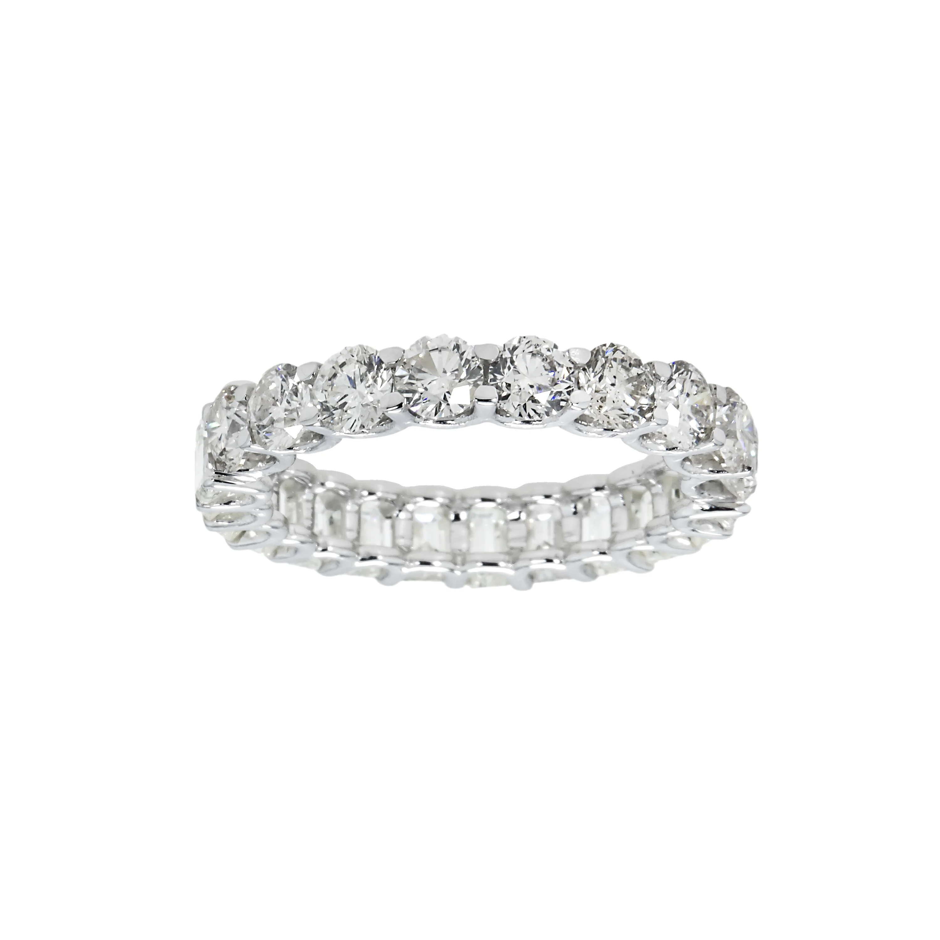 14K White Gold Half Round Half Emerald Cut Diamond Eternity Ring 3.27ct - Image 4