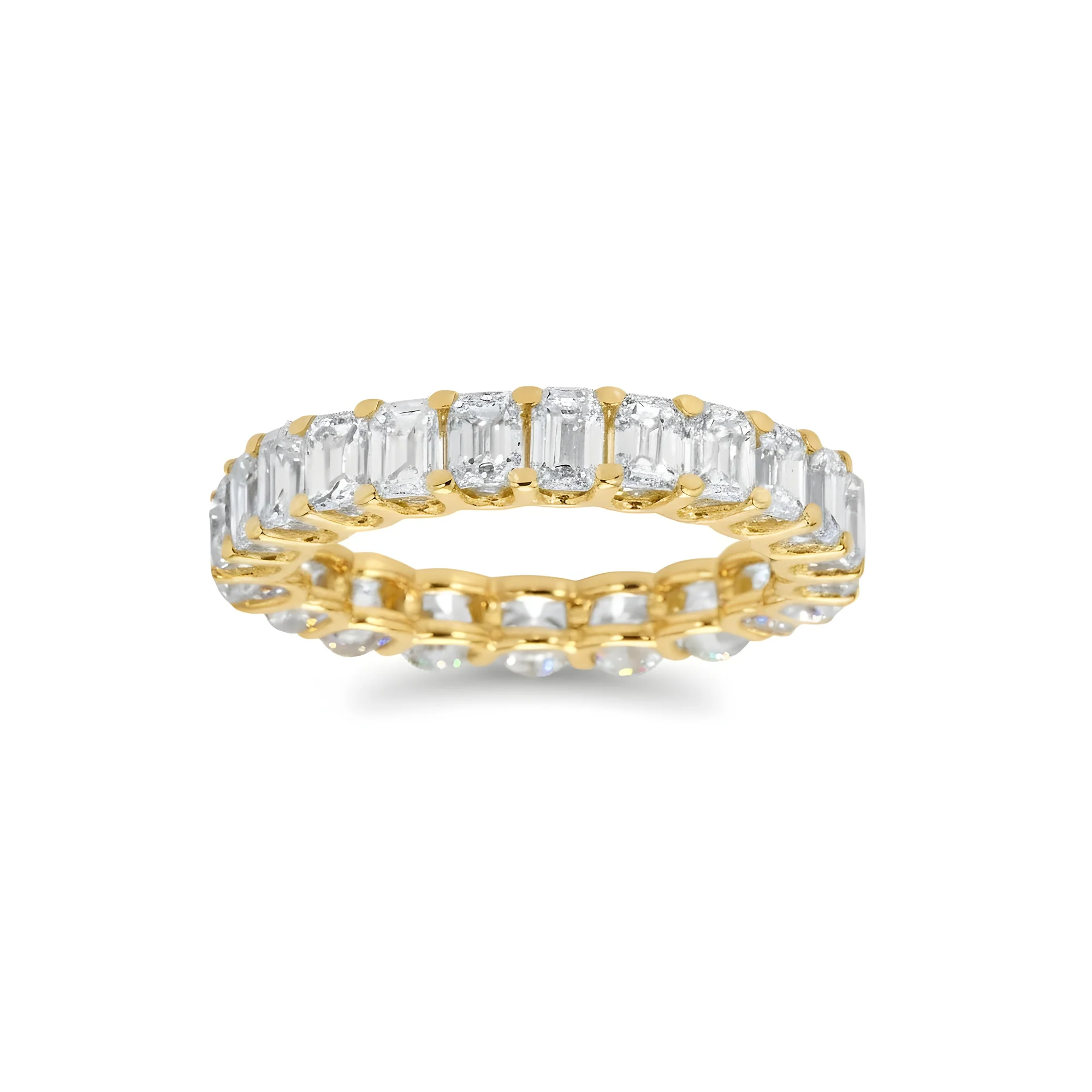 14K White Gold Half Round Half Emerald Cut Diamond Eternity Ring 3.27ct - Image 6