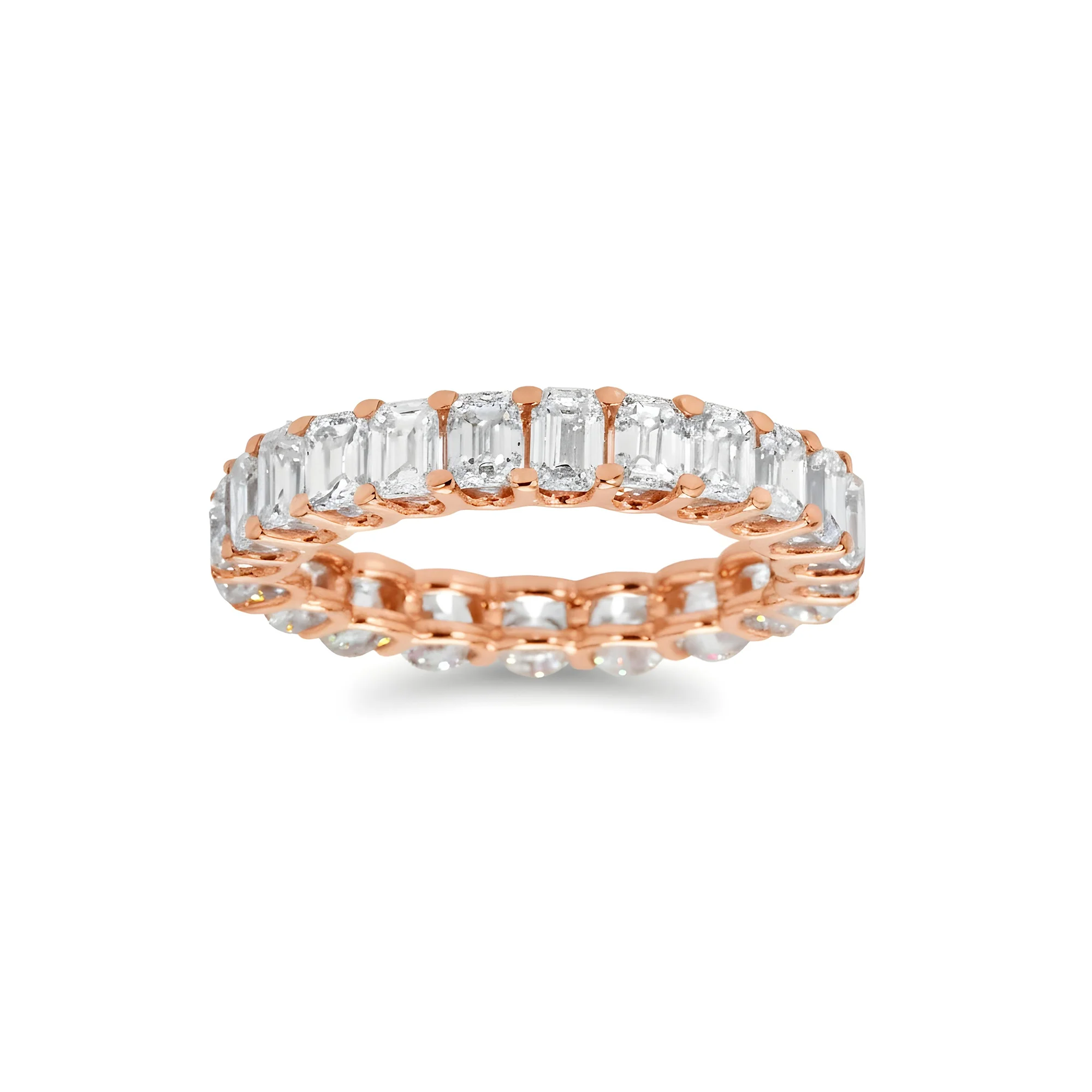 14K White Gold Half Round Half Emerald Cut Diamond Eternity Ring 3.27ct - Image 8