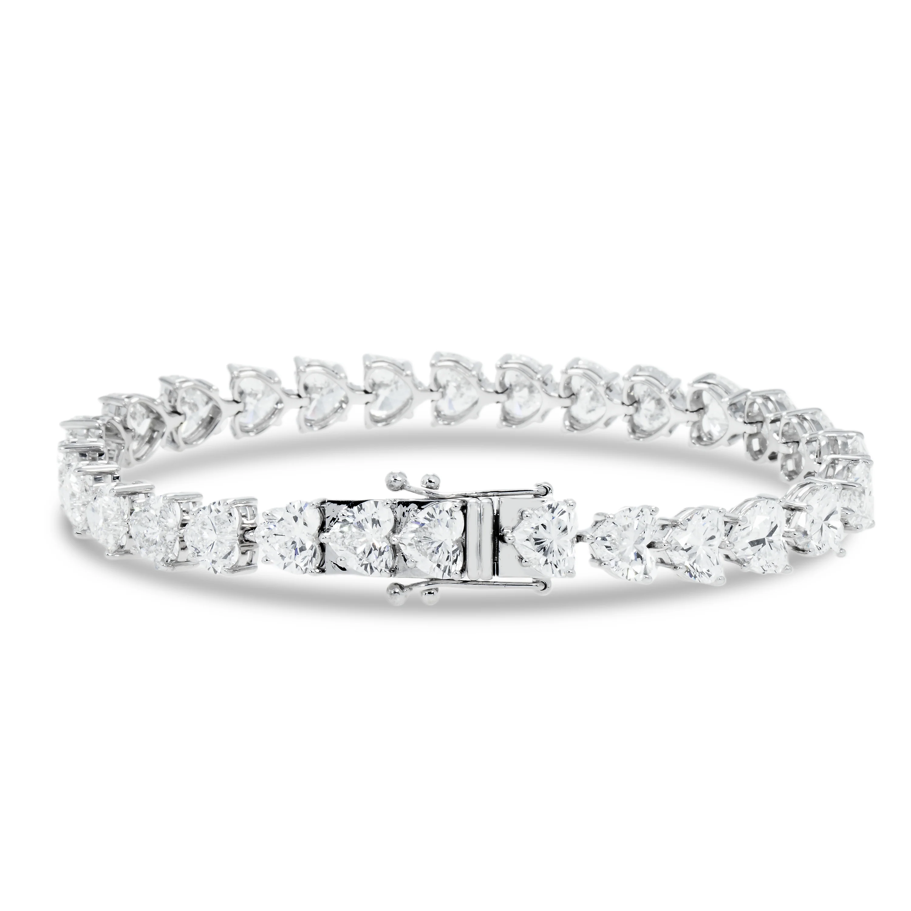 14K White Gold Heart Cut Diamond Bracelet 29.17ct - Image 3