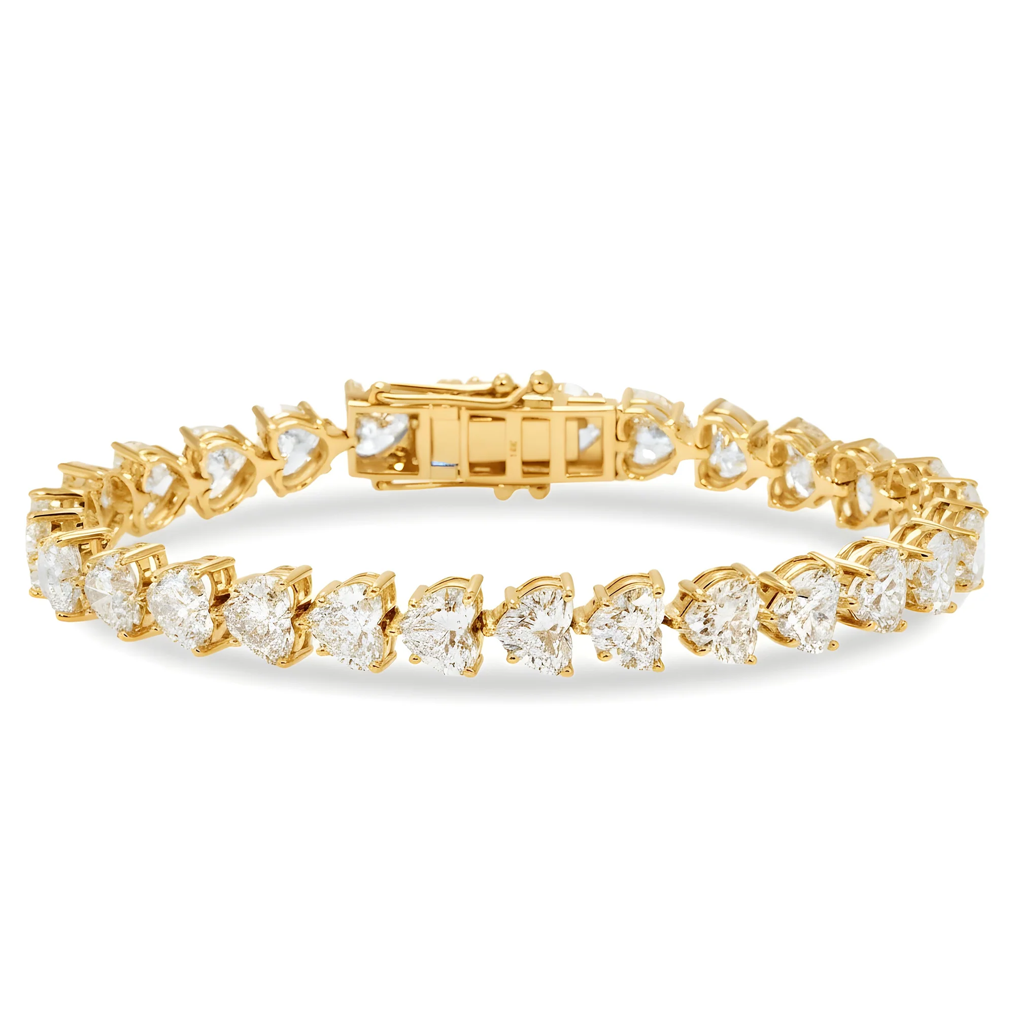 14K White Gold Heart Cut Diamond Bracelet 29.17ct - Image 4