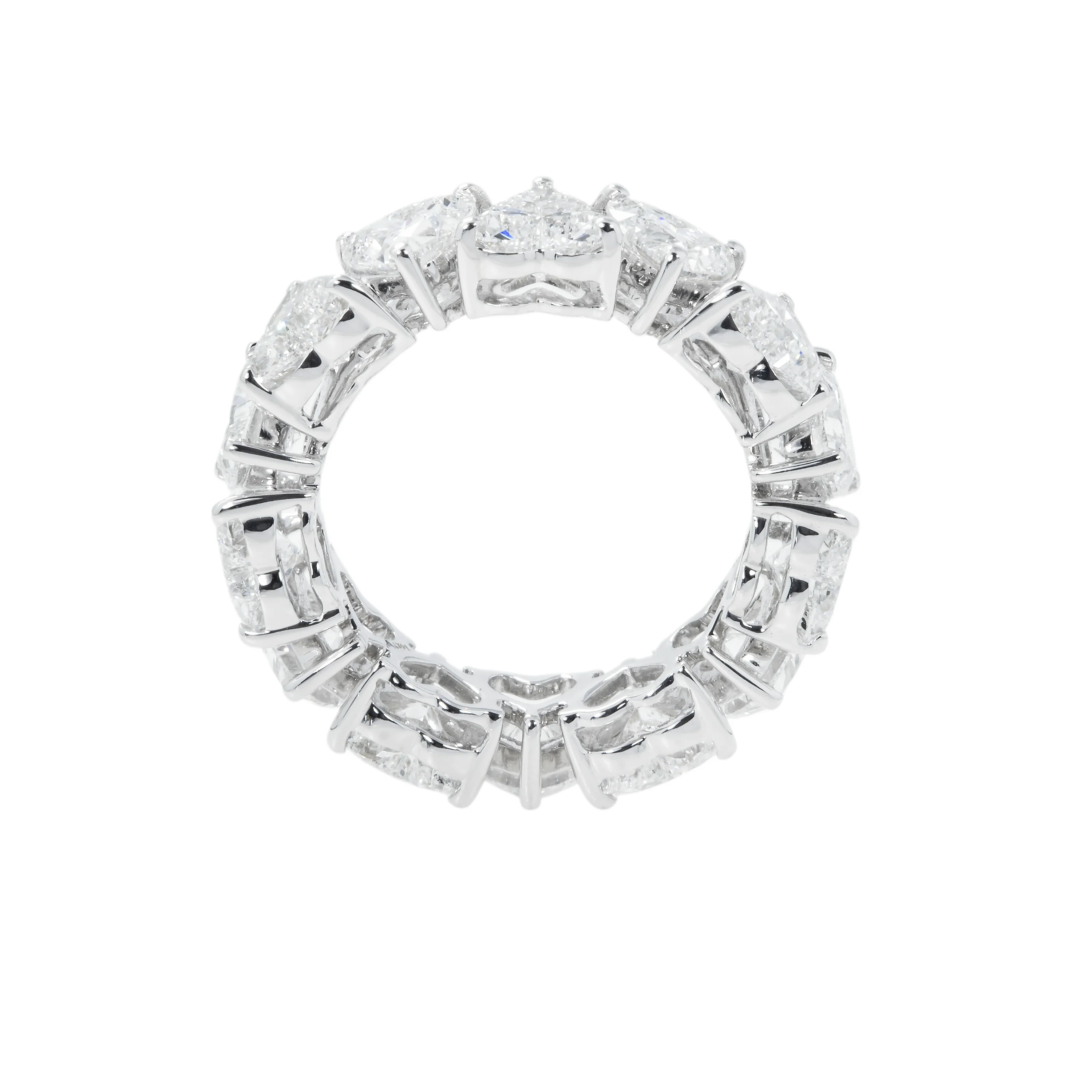 14K White Gold Heart Cut Diamond Eternity Ring 7.18ct (size 6-8) - Image 4