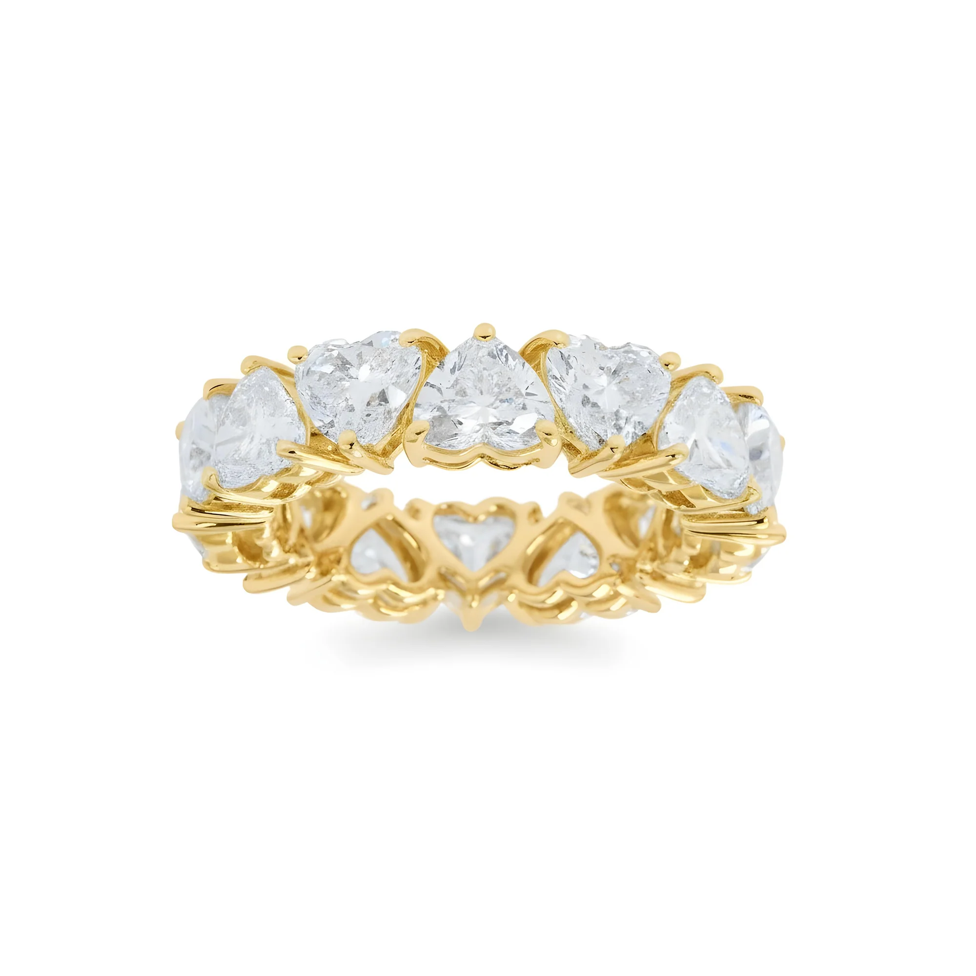 14K White Gold Heart Cut Diamond Eternity Ring 7.18ct (size 6-8) - Image 5